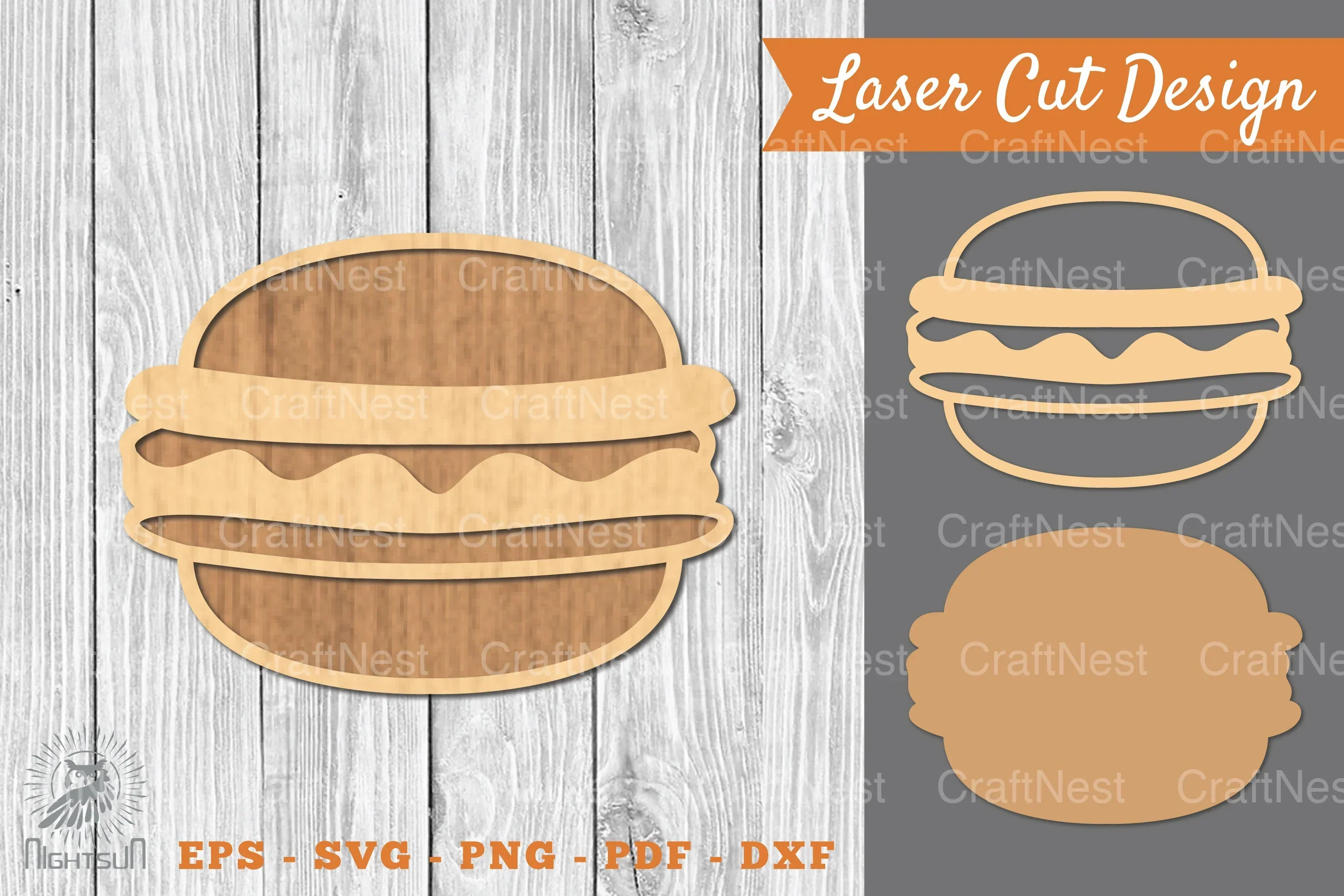 Burger Laser Cut Decoration Clipart Bundle
