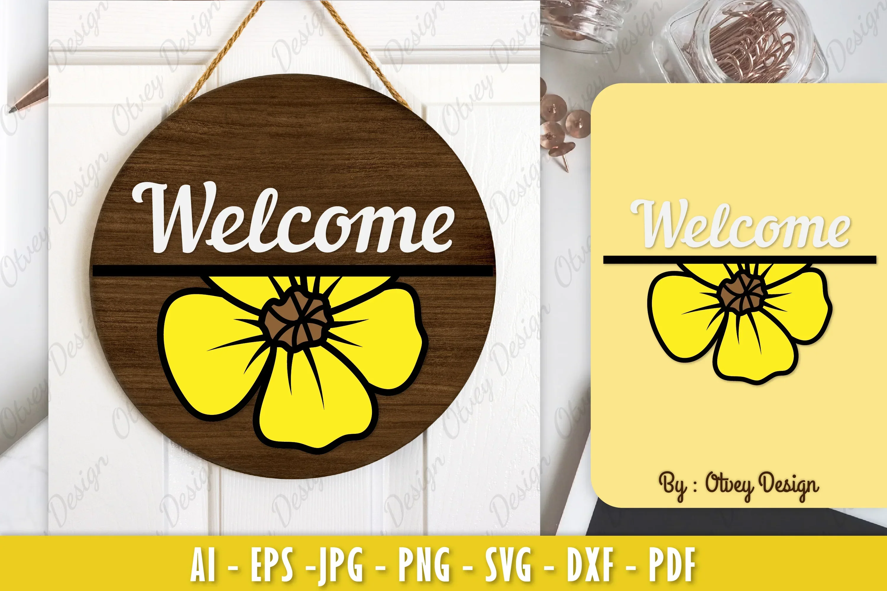 Buttercup Flower Welcome Sign SVG Bundle