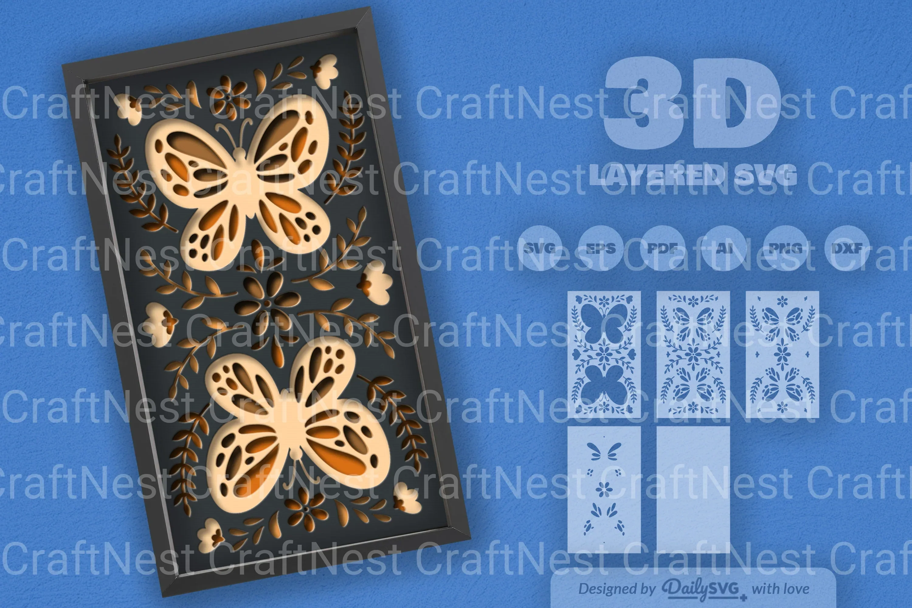 Butterflies Folk Art Papercut SVG Bundle - Image 2