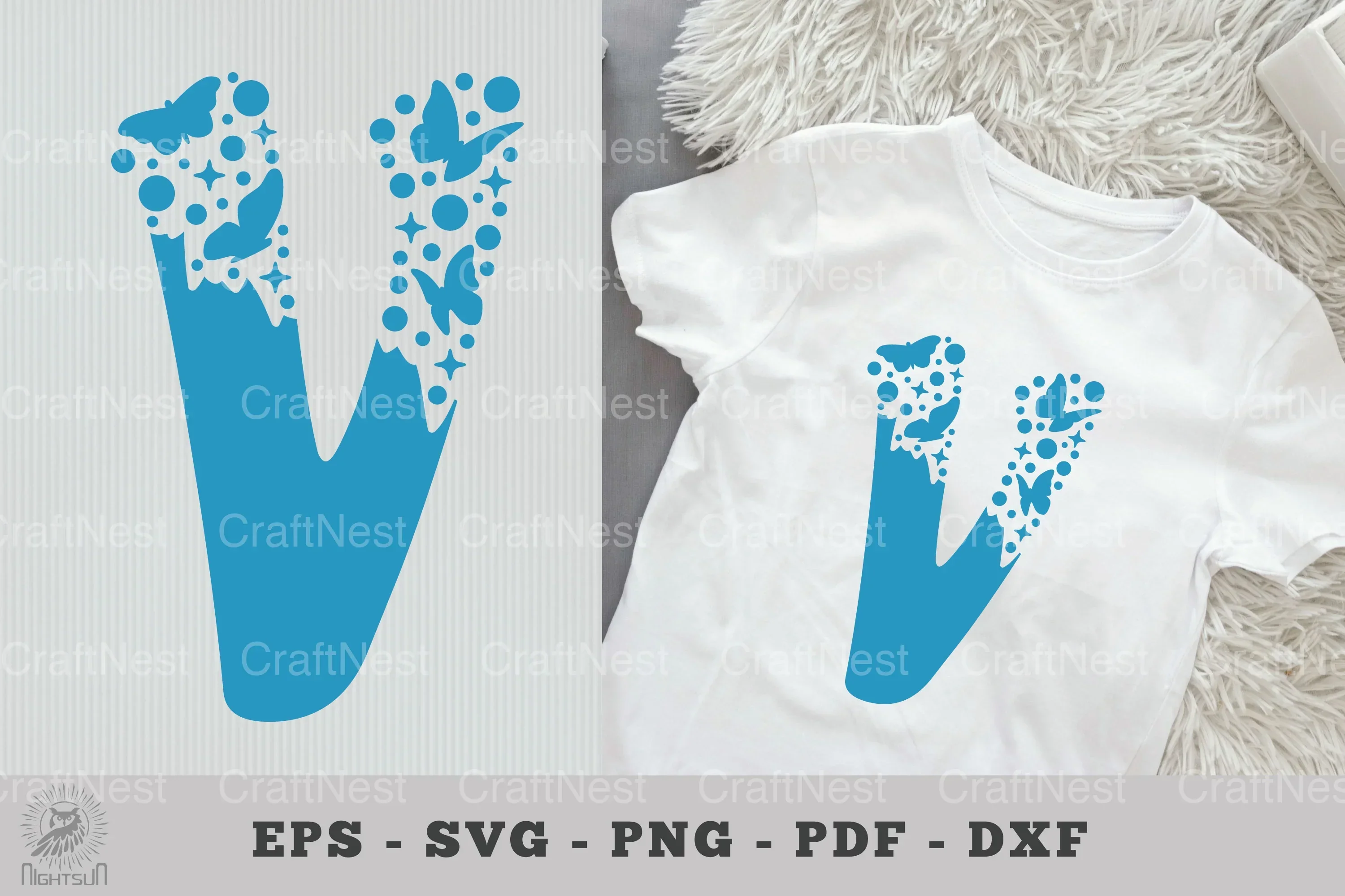 Butterfly Alphabet Letter V Clipart Bundle