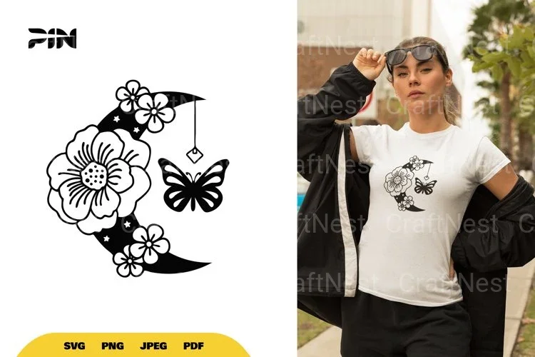 Butterfly and Floral Moon SVG Bundle