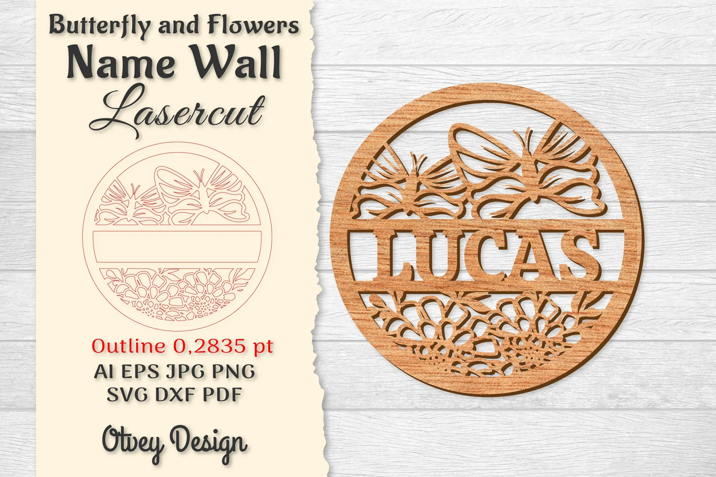 Butterfly and Flowers Name Wall Art Sign SVG Bundle