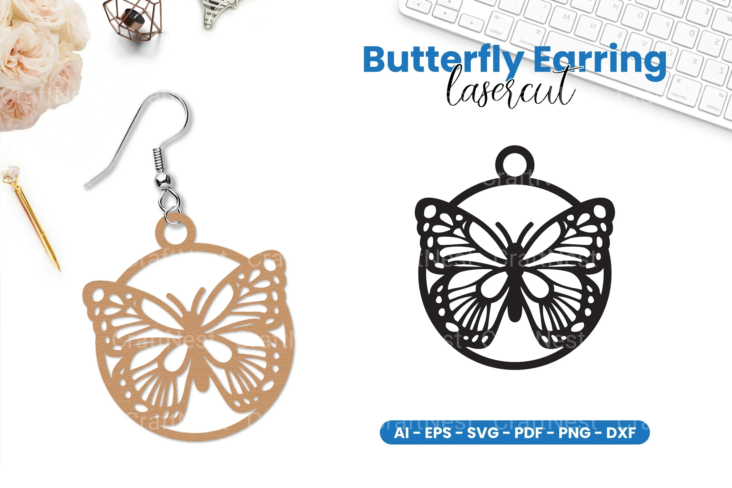 Butterfly Earring Lasercut SVG Bundle