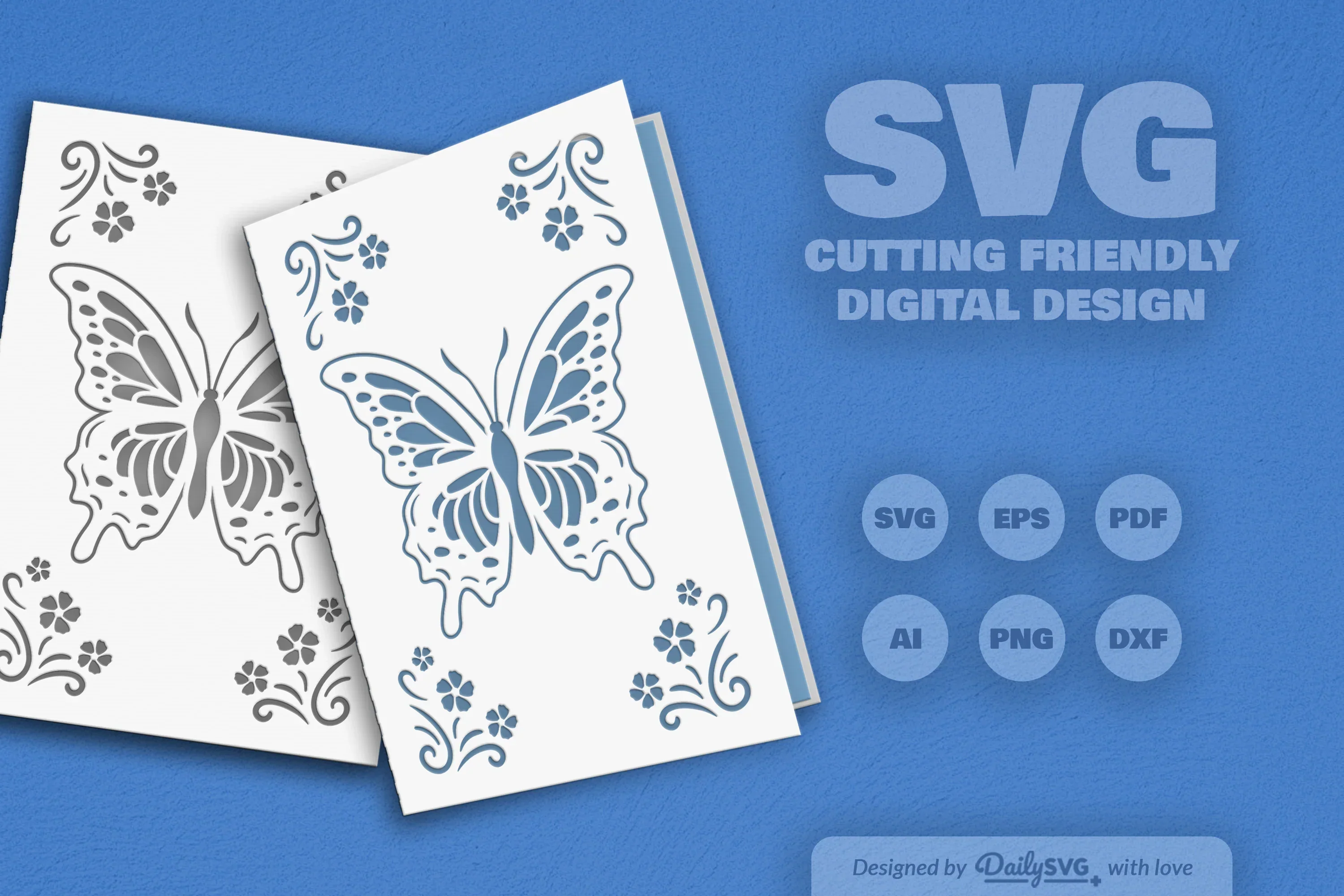 Butterfly Floral Greeting Card Clipart SVG Bundle - Image 6