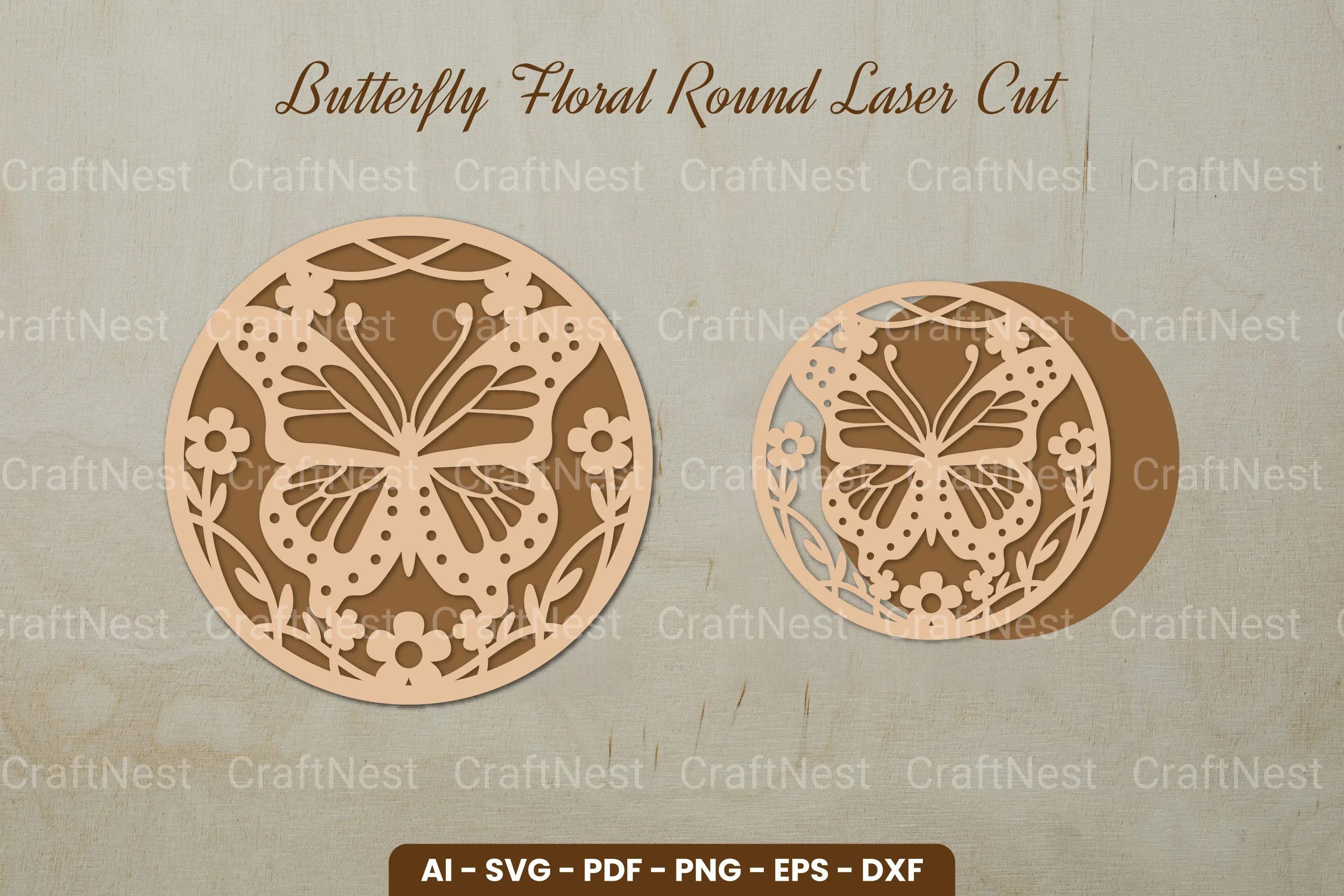 Butterfly Floral Round Laser Cut SVG Bundle