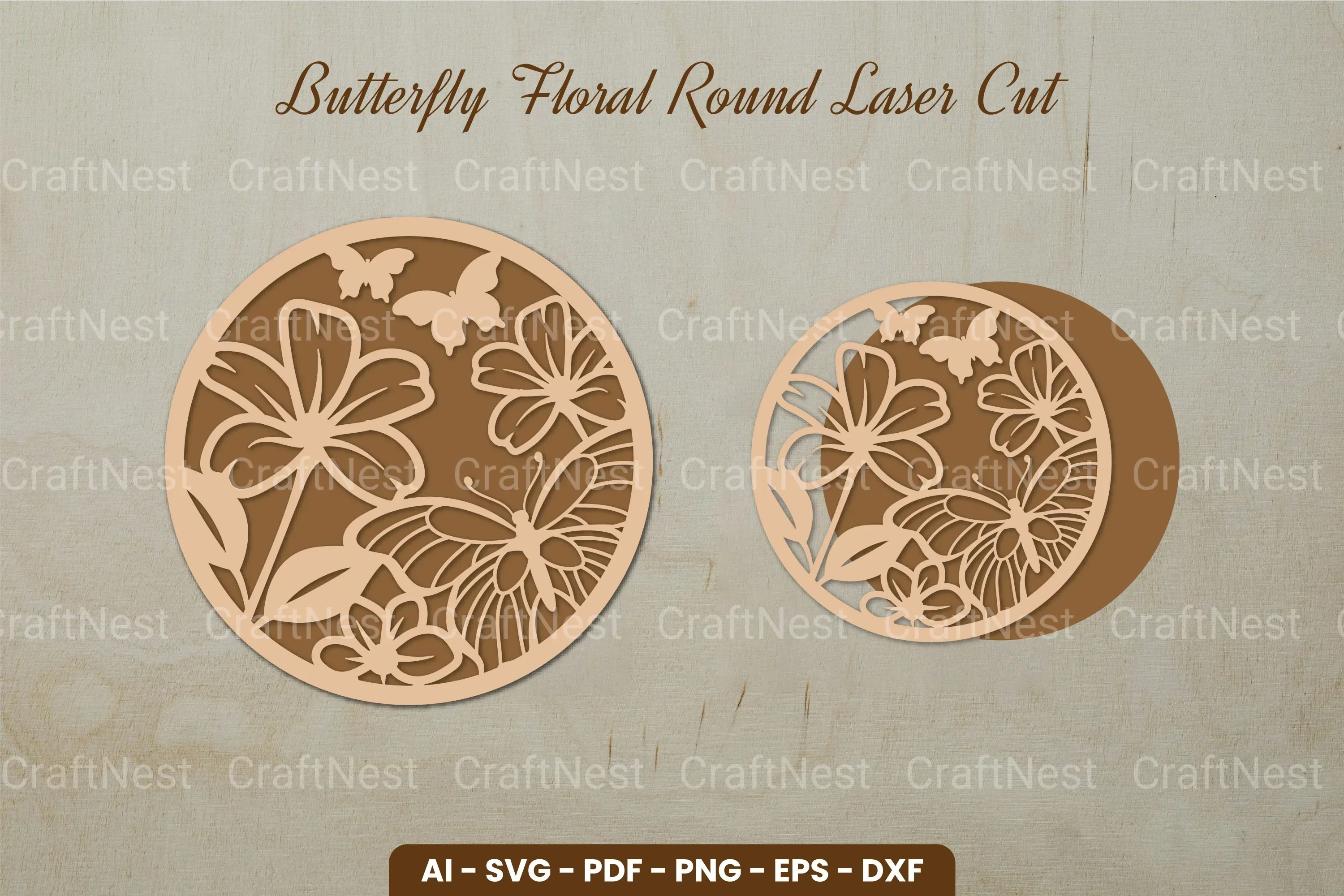 Butterfly Floral Round Laser Cut SVG Bundle