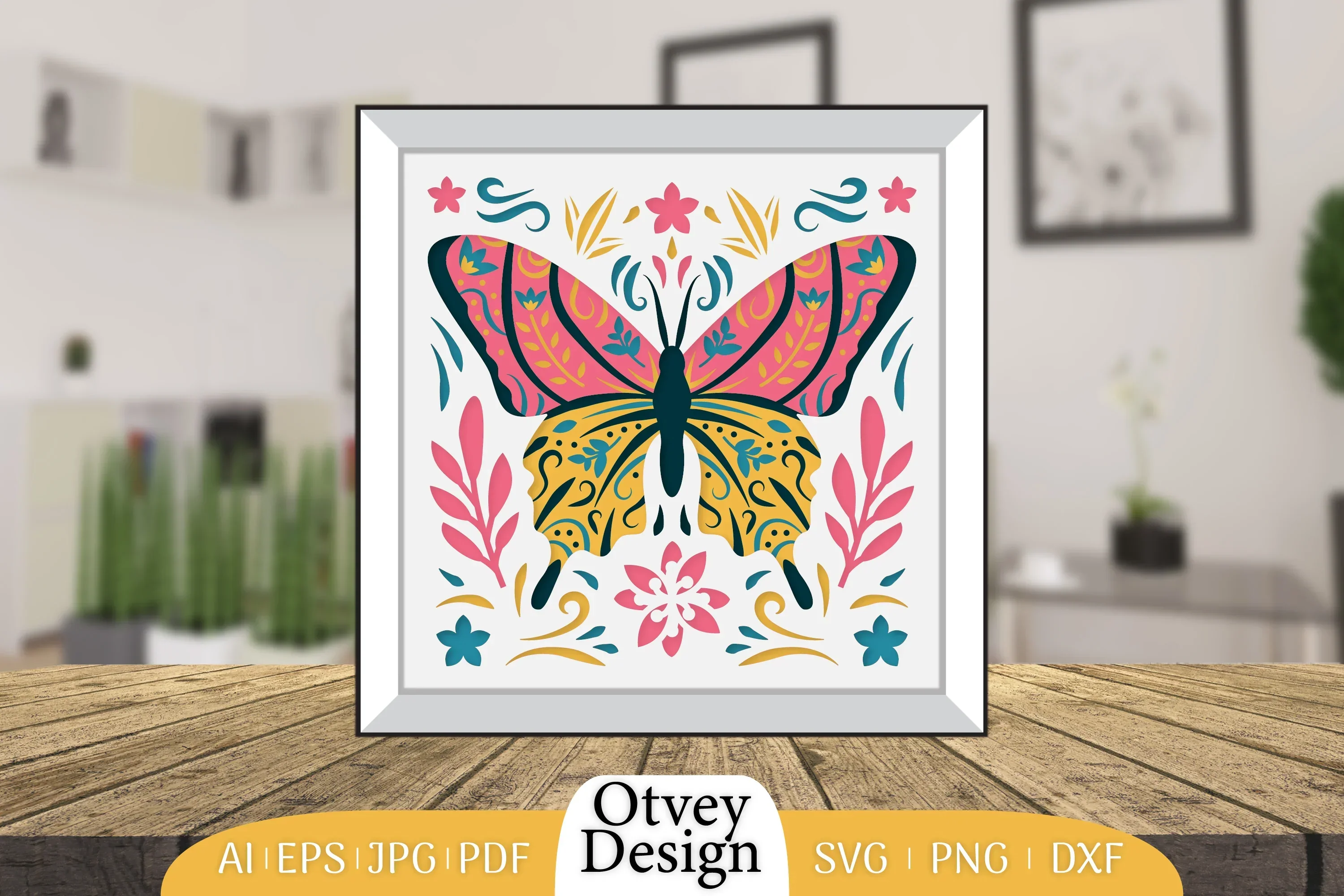 Butterfly Folk Art 3D Shadow Box SVG Bundle - Image 2
