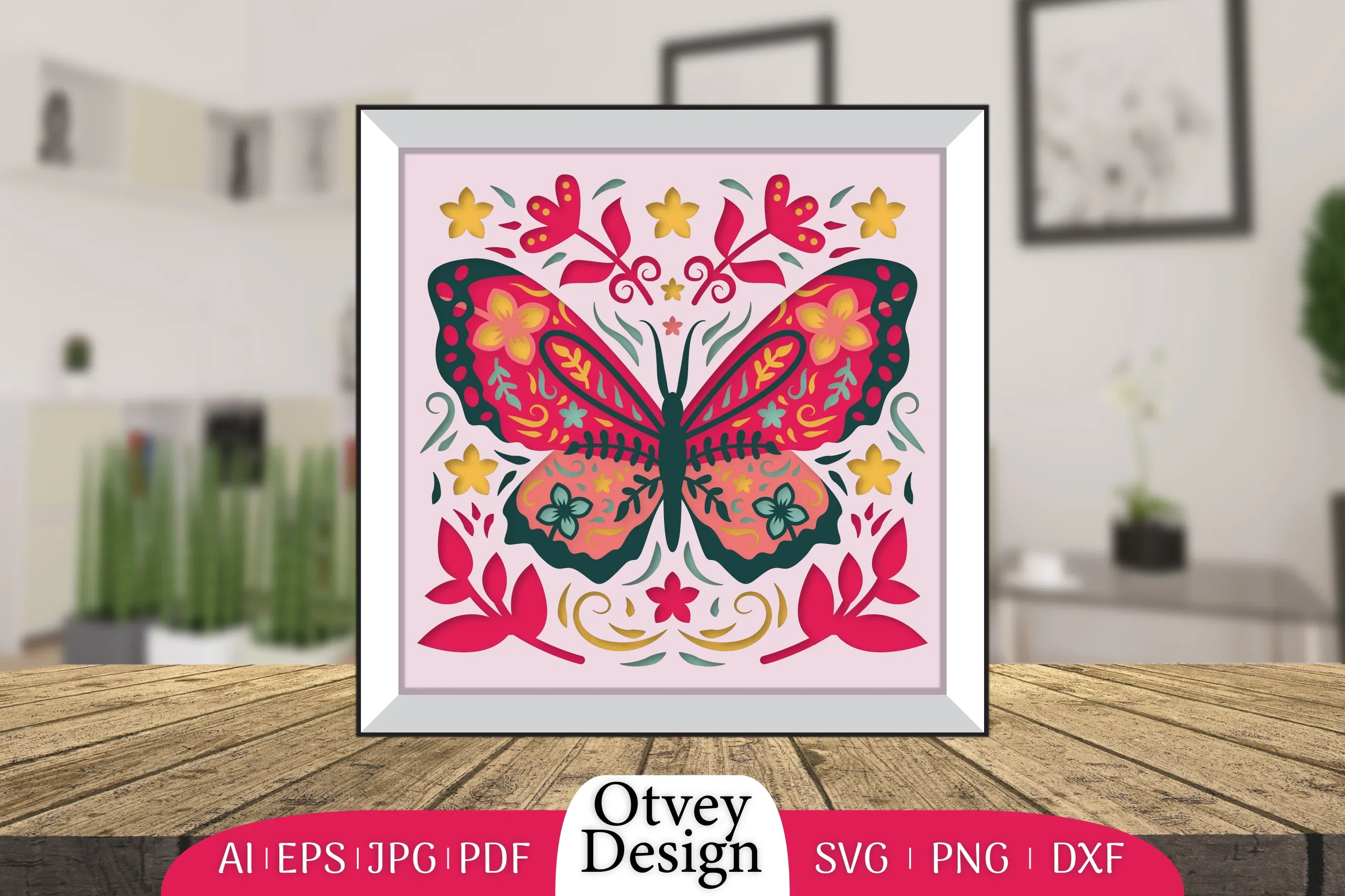 Butterfly Folk Art 3D Shadow Box SVG Bundle - Image 2