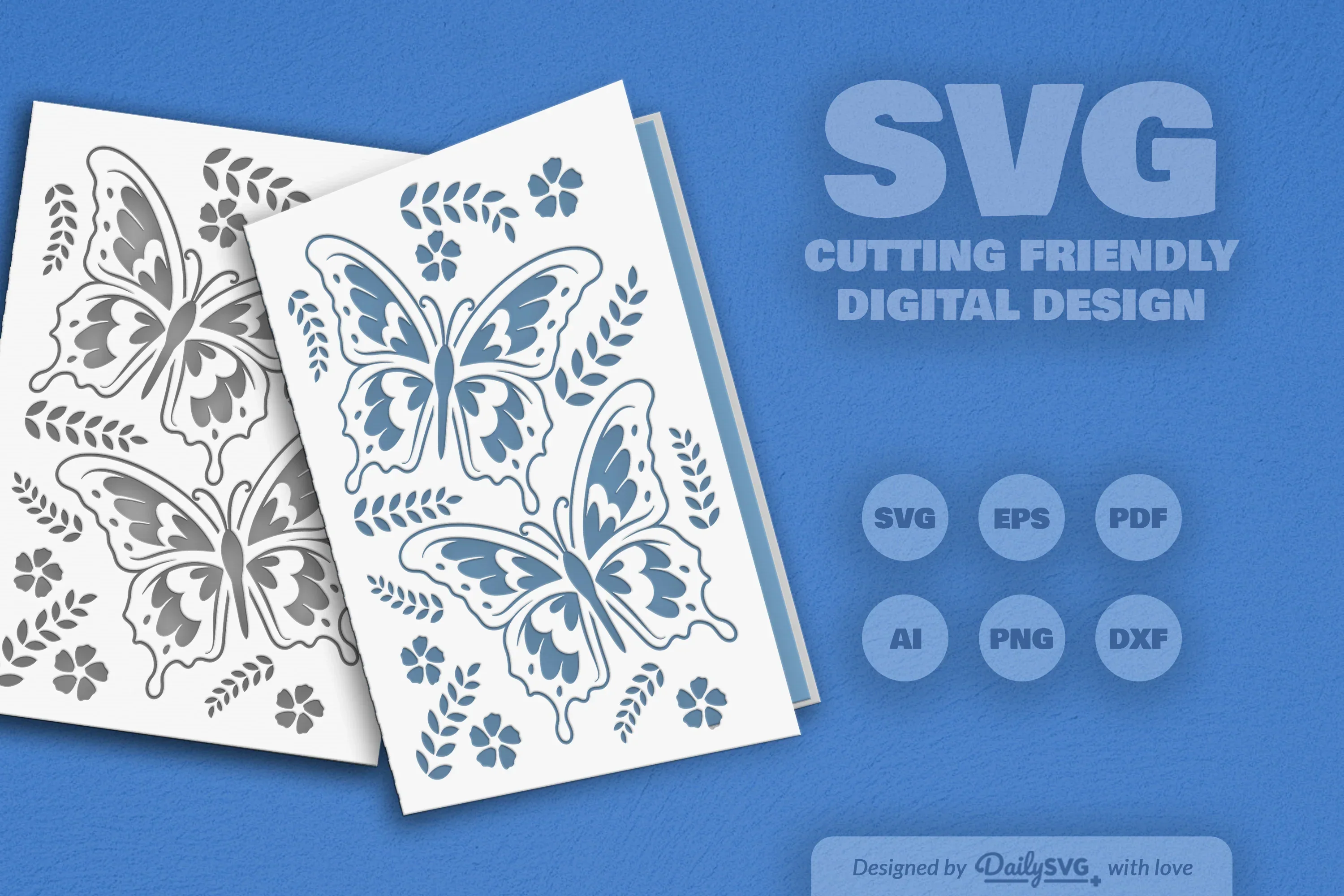 Butterfly Folk Art Greeting Card Clipart SVG Bundle - Image 11