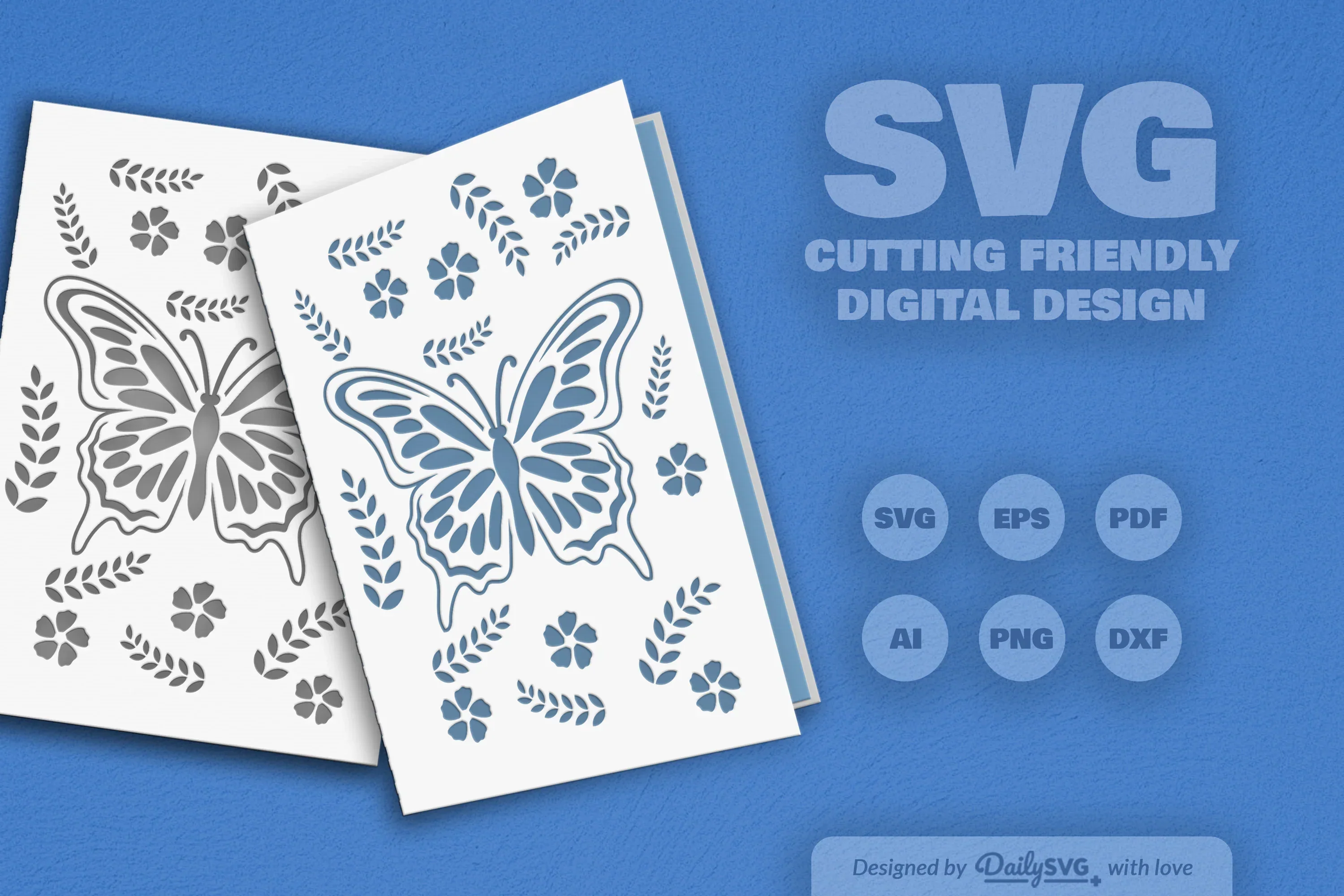 Butterfly Folk Art Greeting Card Clipart SVG Bundle - Image 5