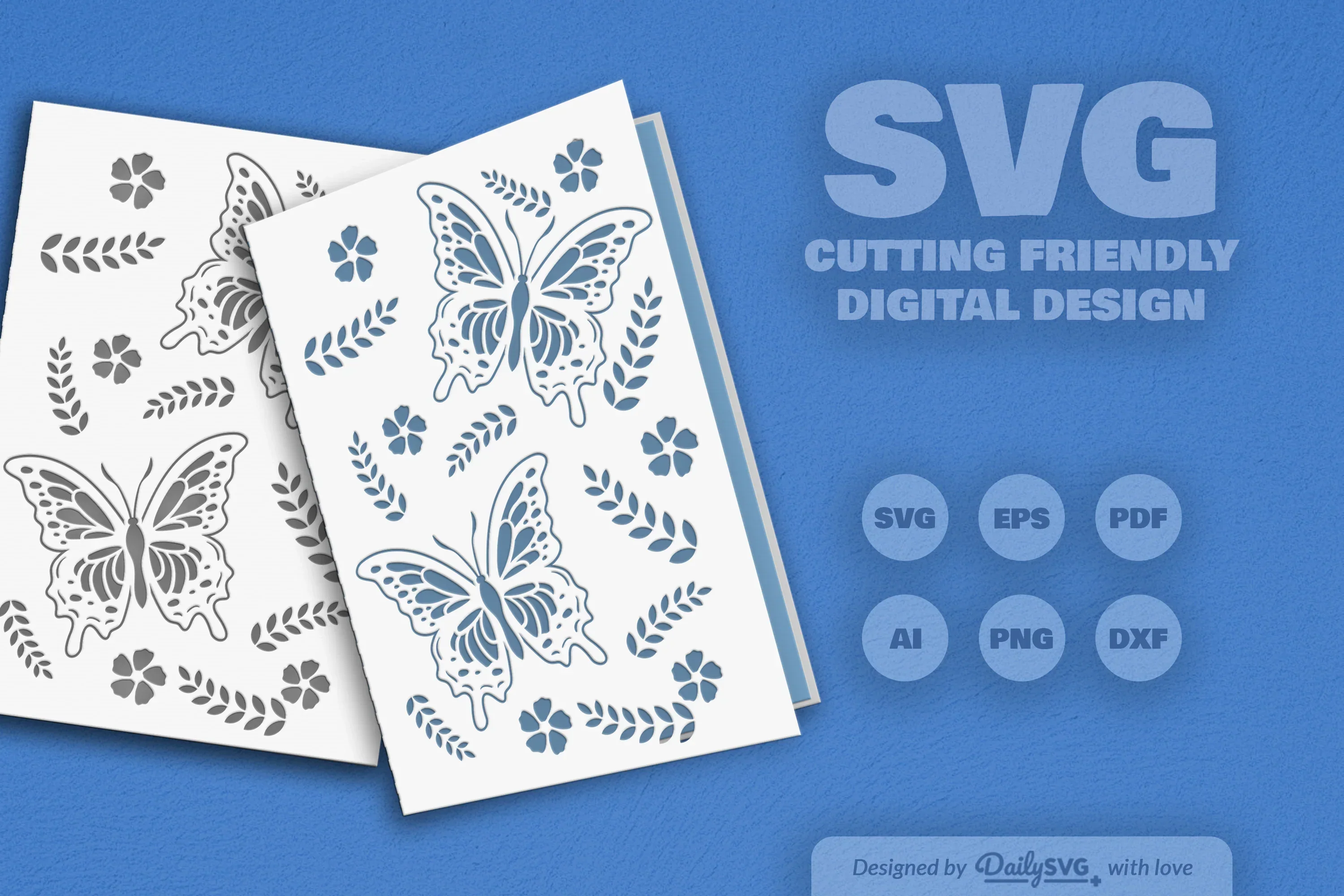 Butterfly Folk Art Greeting Card Clipart SVG Bundle - Image 6