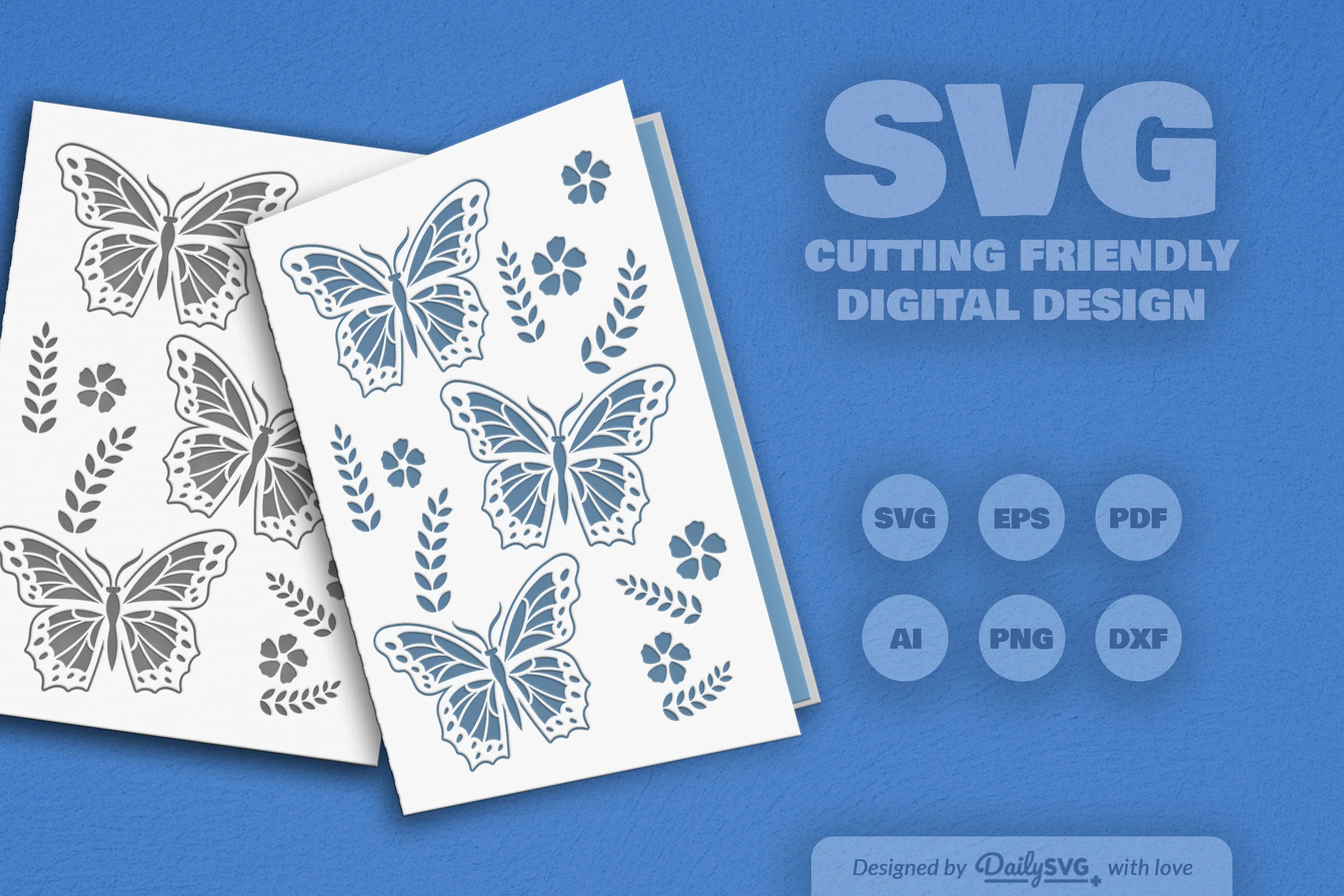 Butterfly Folk Art Greeting Card Clipart SVG Bundle - Image 7