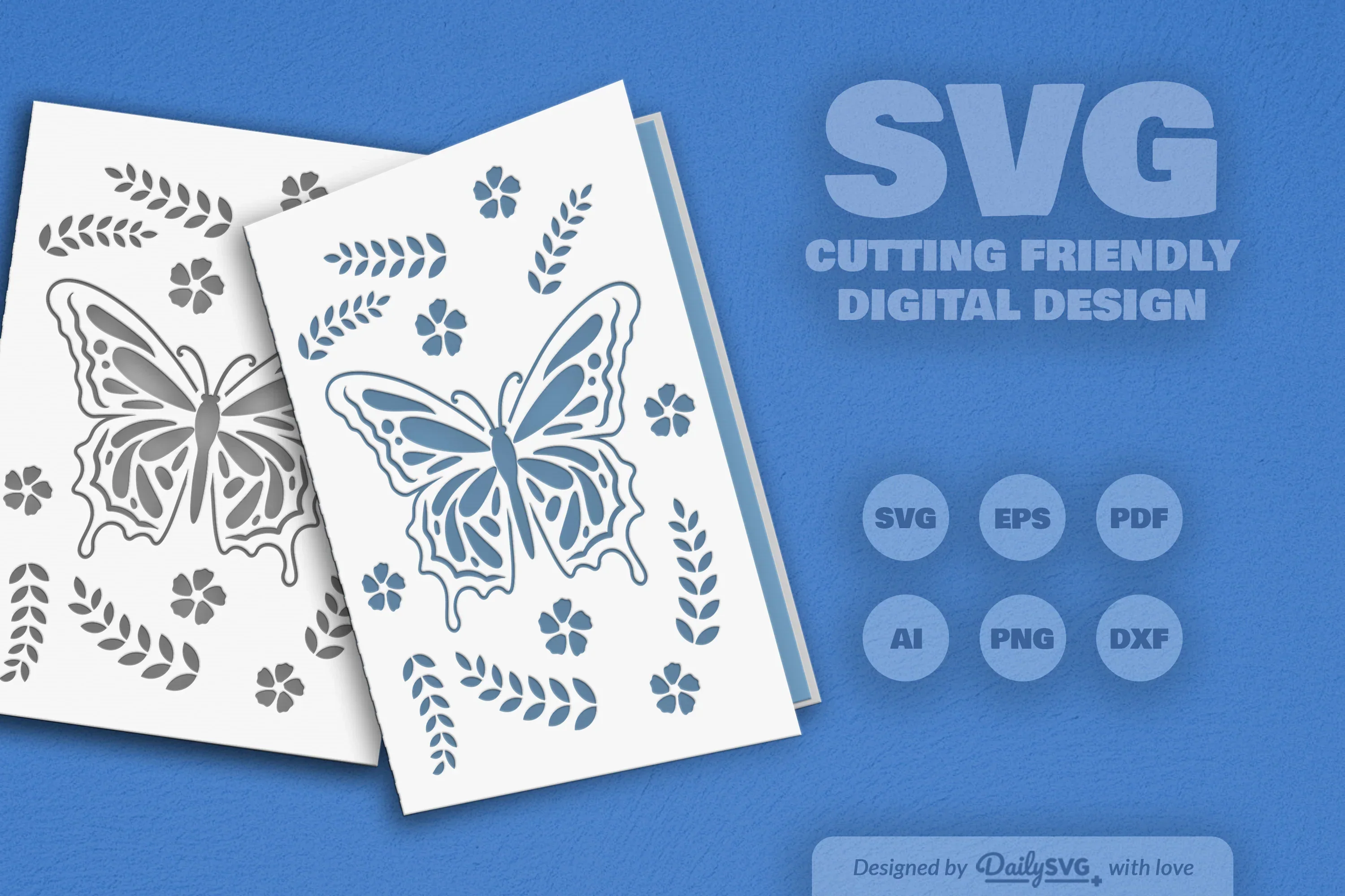 Butterfly Folk Art Greeting Card Clipart SVG Bundle - Image 9