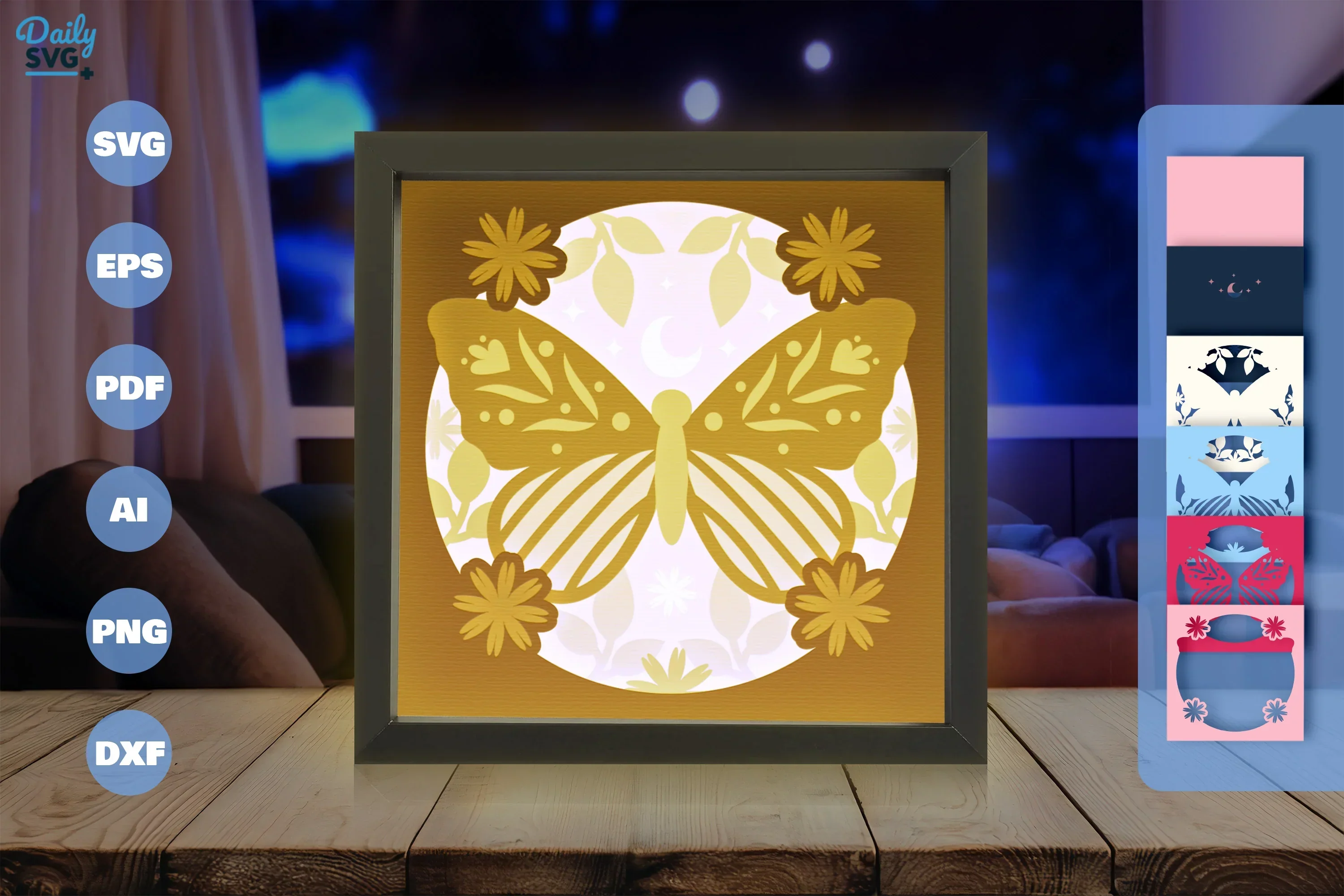 Butterfly Folk Art Papercut Square SVG Bundle - Image 3