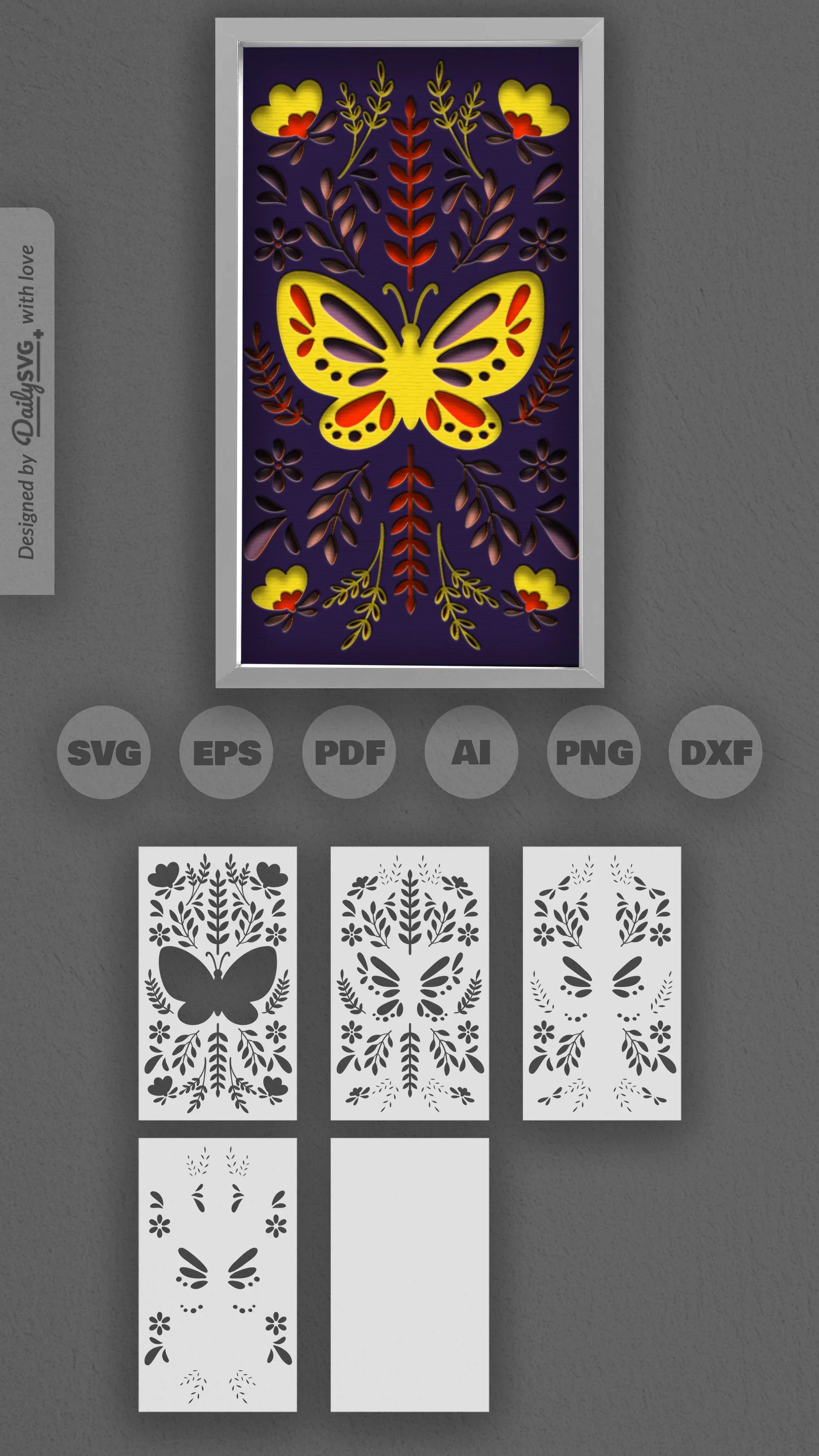 Butterfly Folk Art Papercut SVG Bundle - Image 4