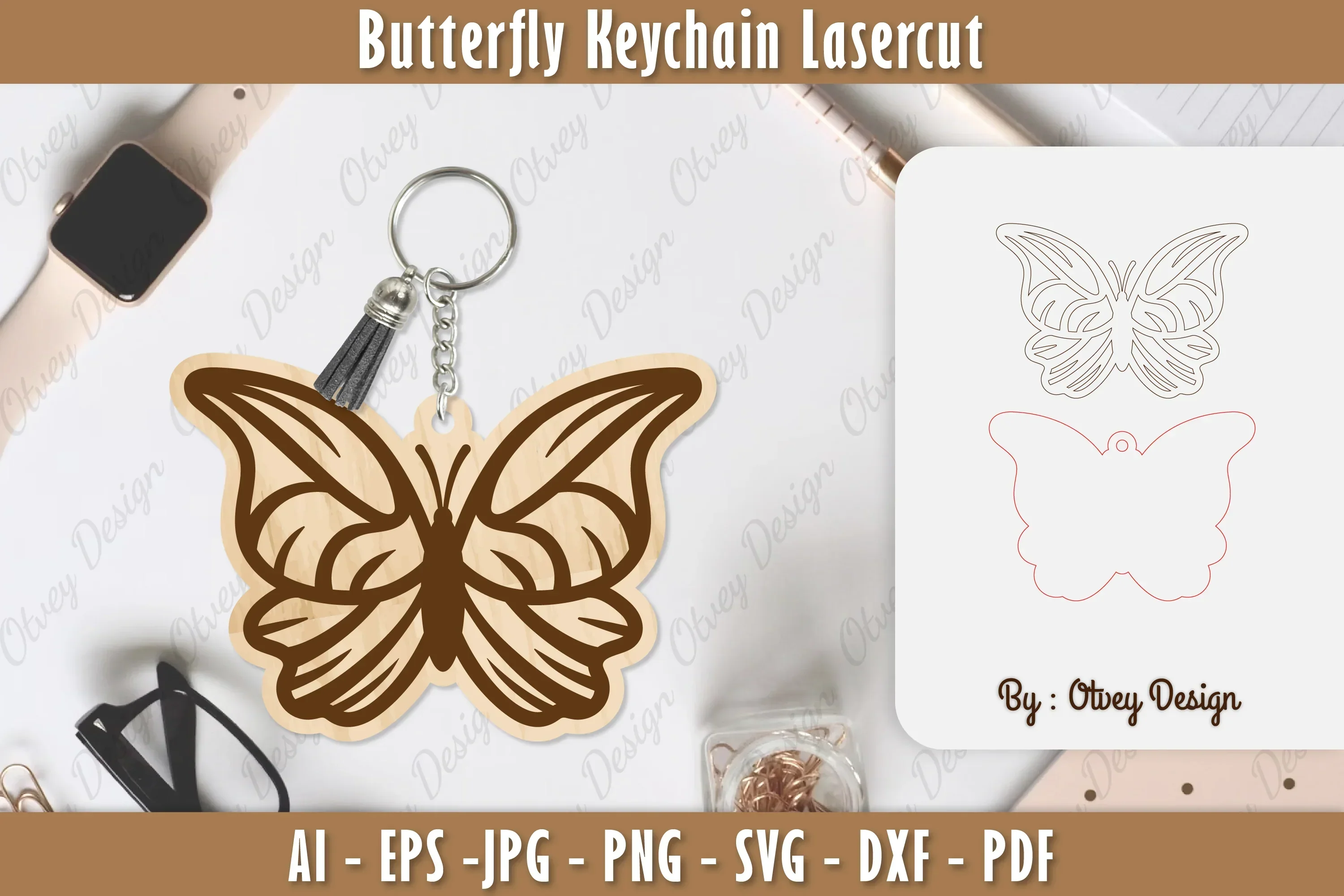 Butterfly Keychain Lasercut SVG Bundle