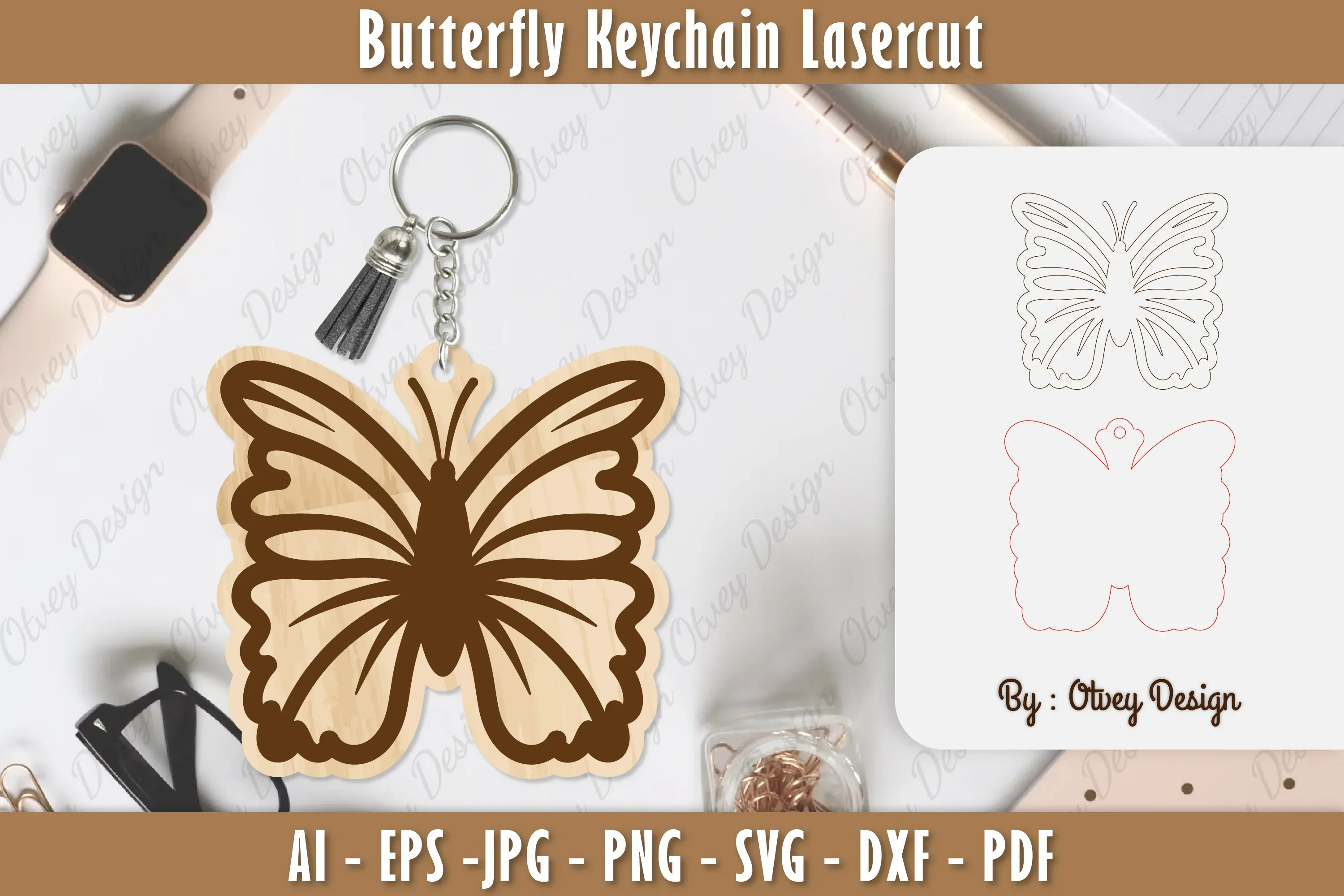 Butterfly Keychain Lasercut SVG Bundle