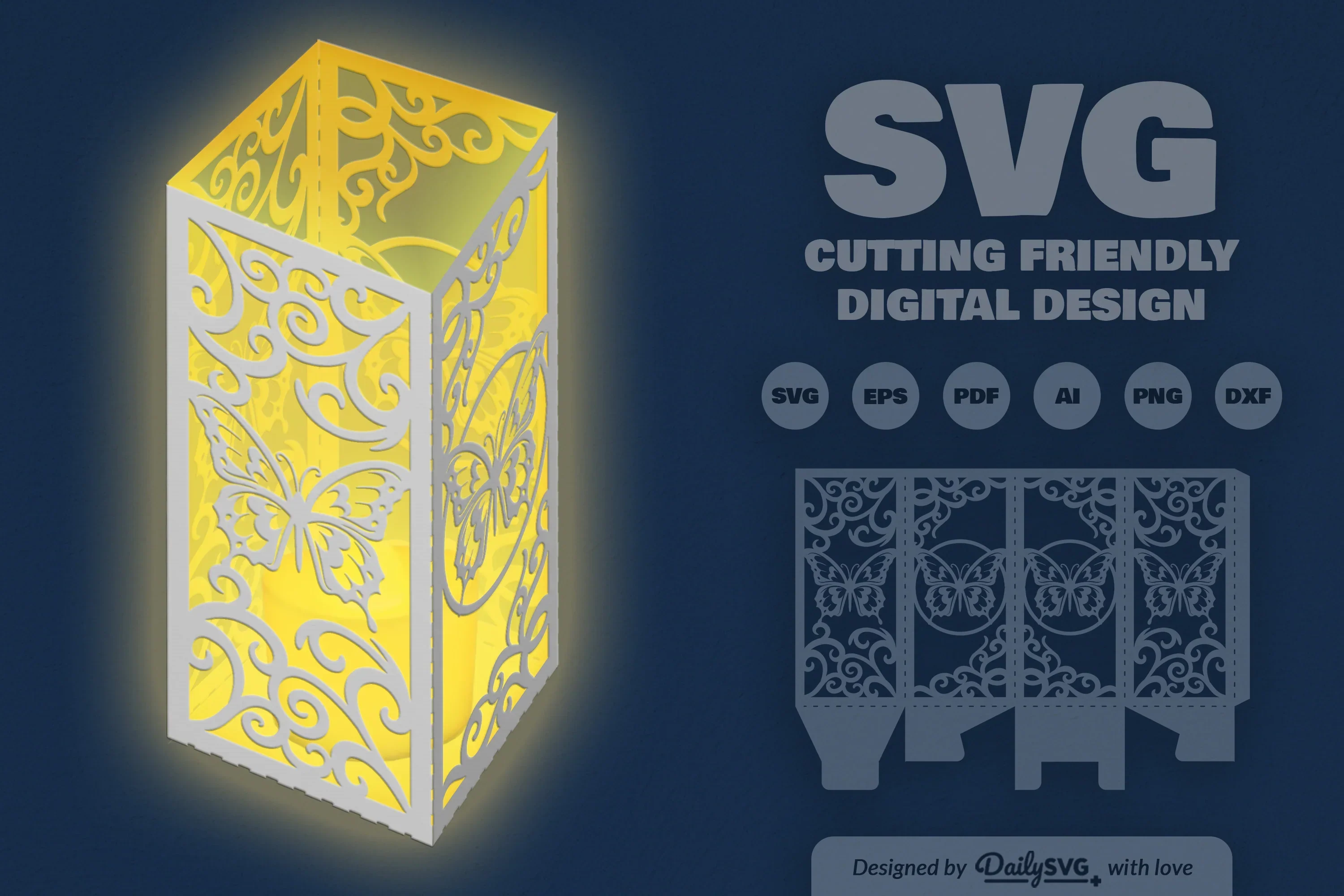 Butterfly Lantern Paper Cut Clipart - Daily SVG Bundles - Image 11