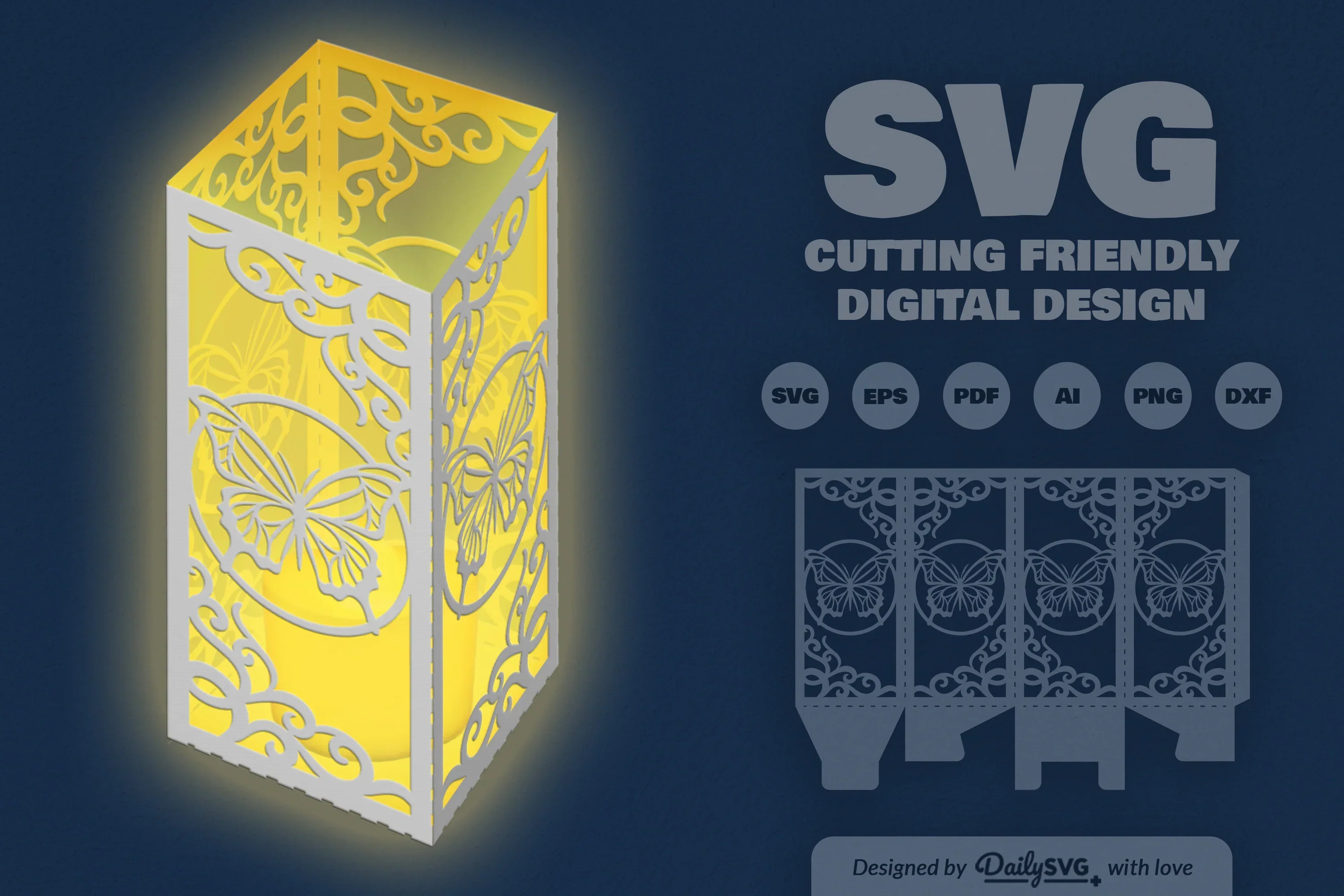 Butterfly Lantern Paper Cut Clipart - Daily SVG Bundles - Image 4
