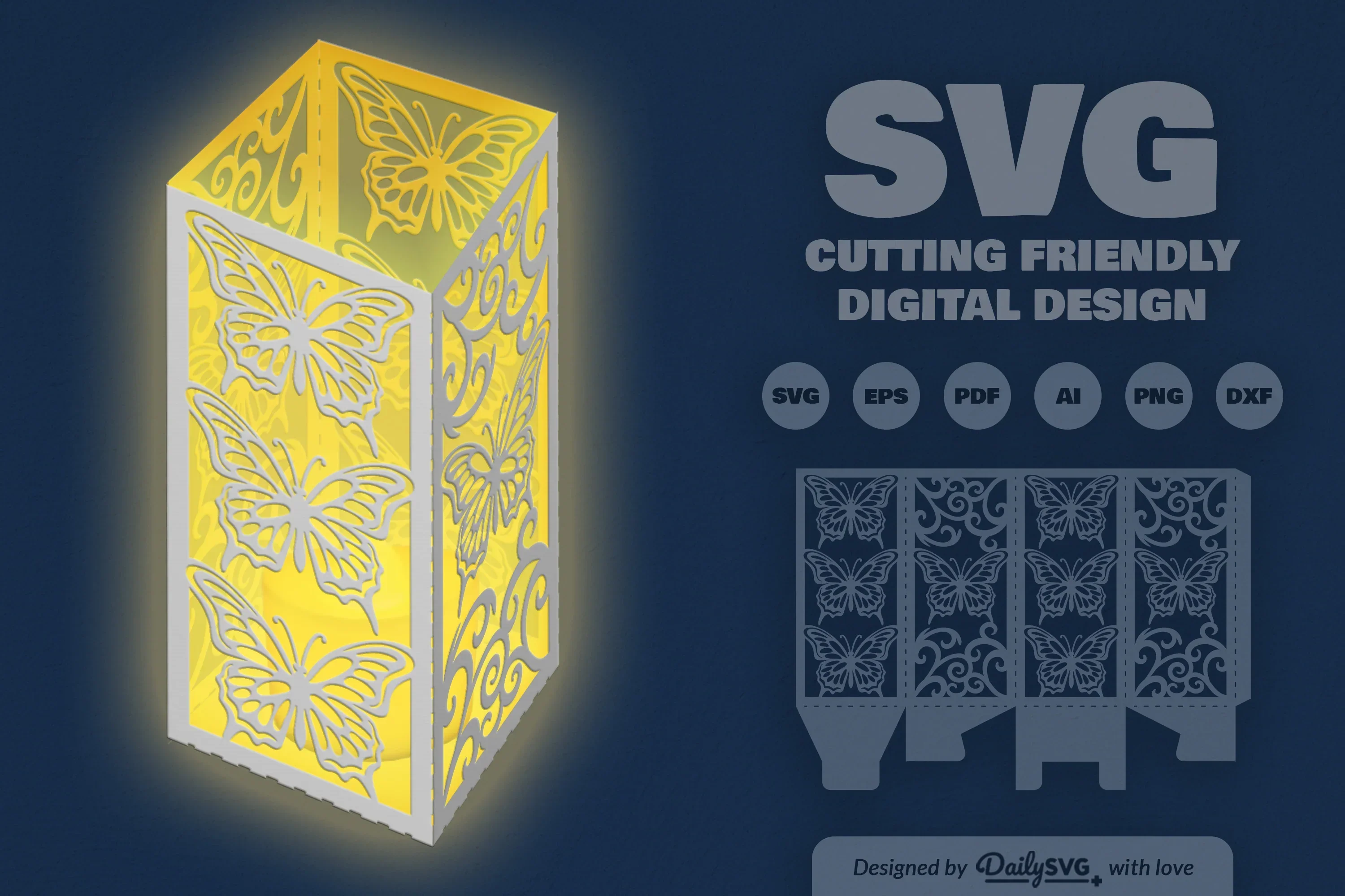 Butterfly Lantern Paper Cut Clipart - Daily SVG Bundles - Image 5