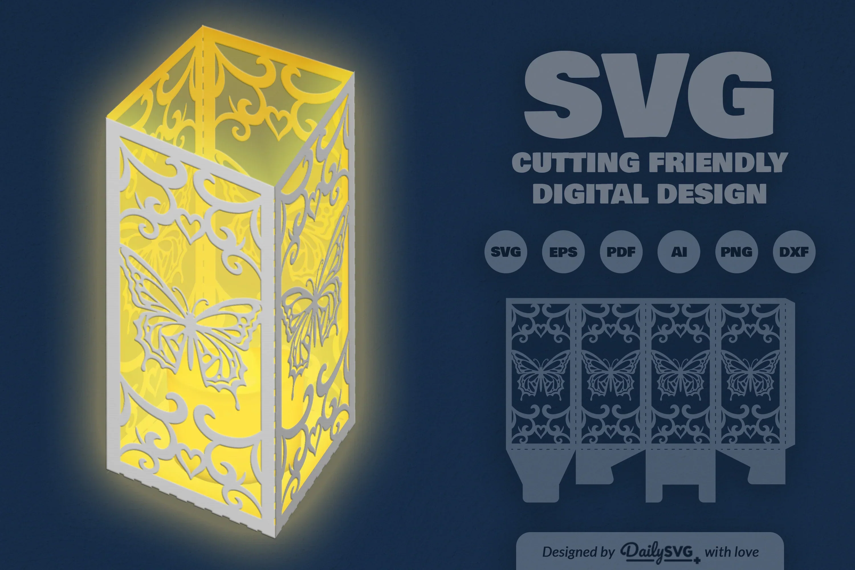 Butterfly Lantern Paper Cut Clipart - Daily SVG Bundles - Image 9