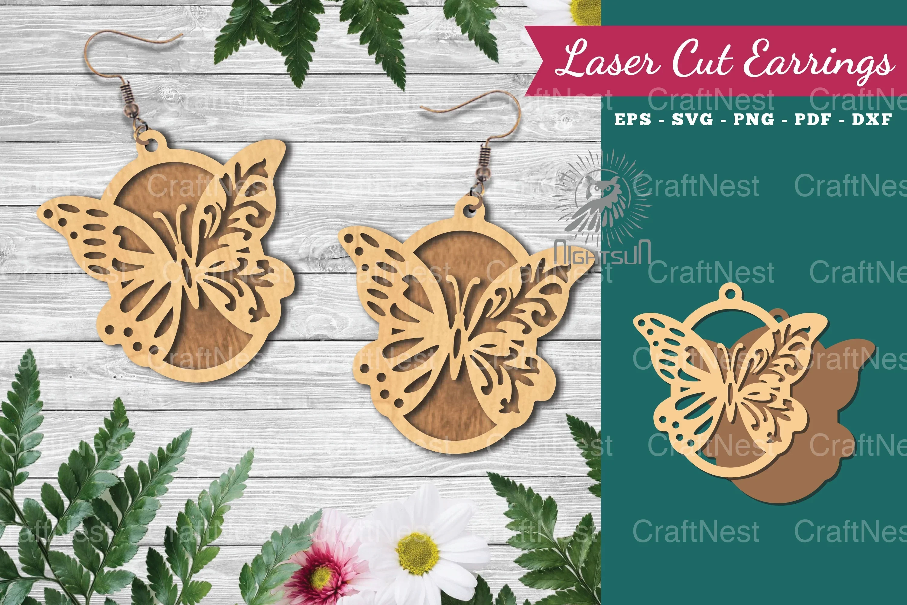 Butterfly Laser Cut Earrings Design Bundle
