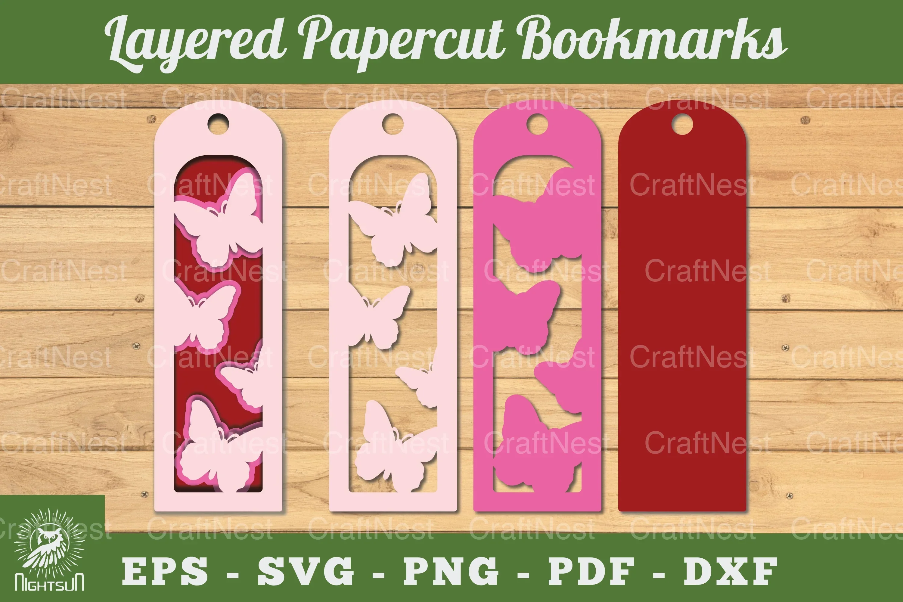 Butterfly Layered Bookmark SVG Bundle