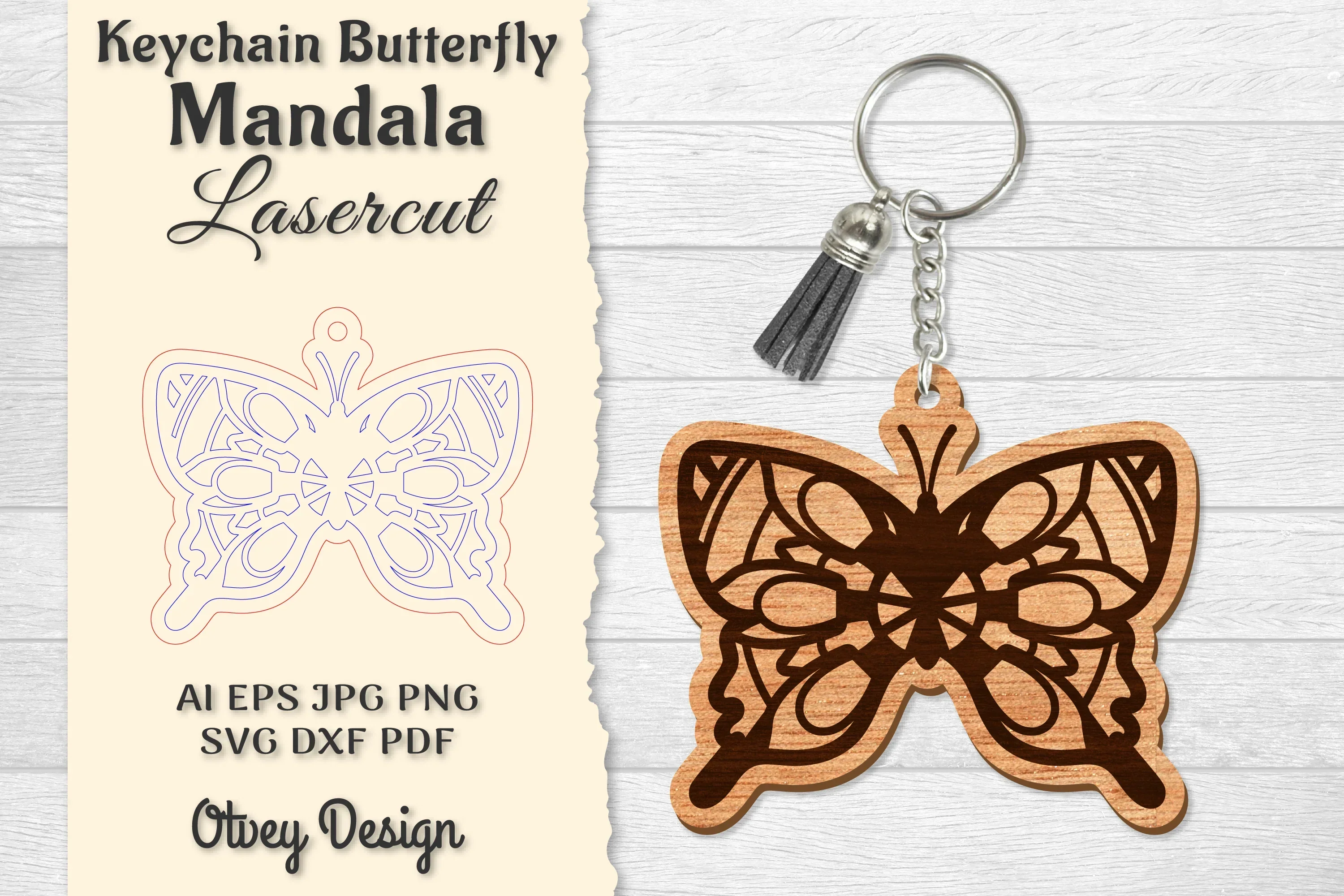 Butterfly Mandala Keychain SVG Bundle