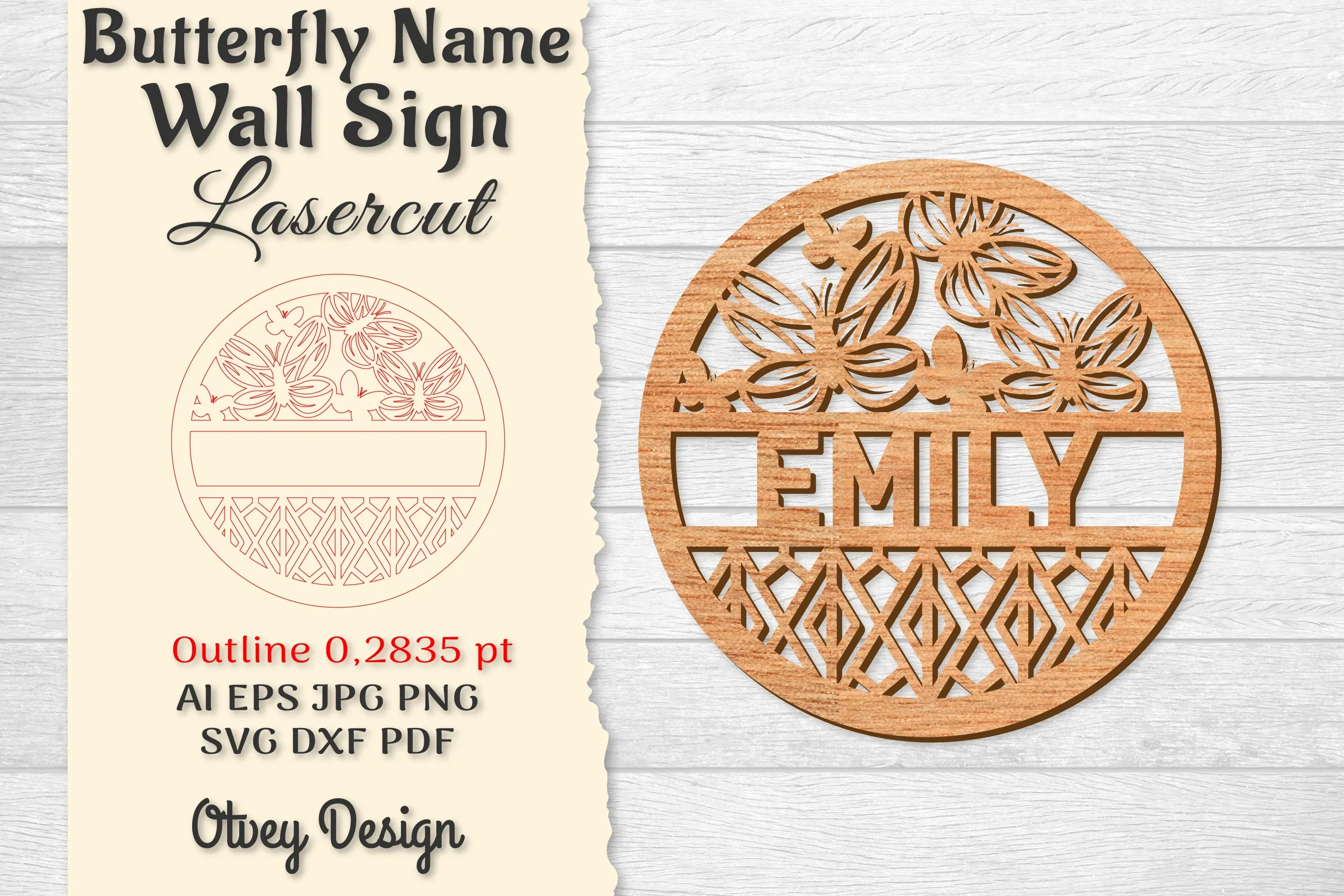 Butterfly Name Wall Art Sign SVG Bundle