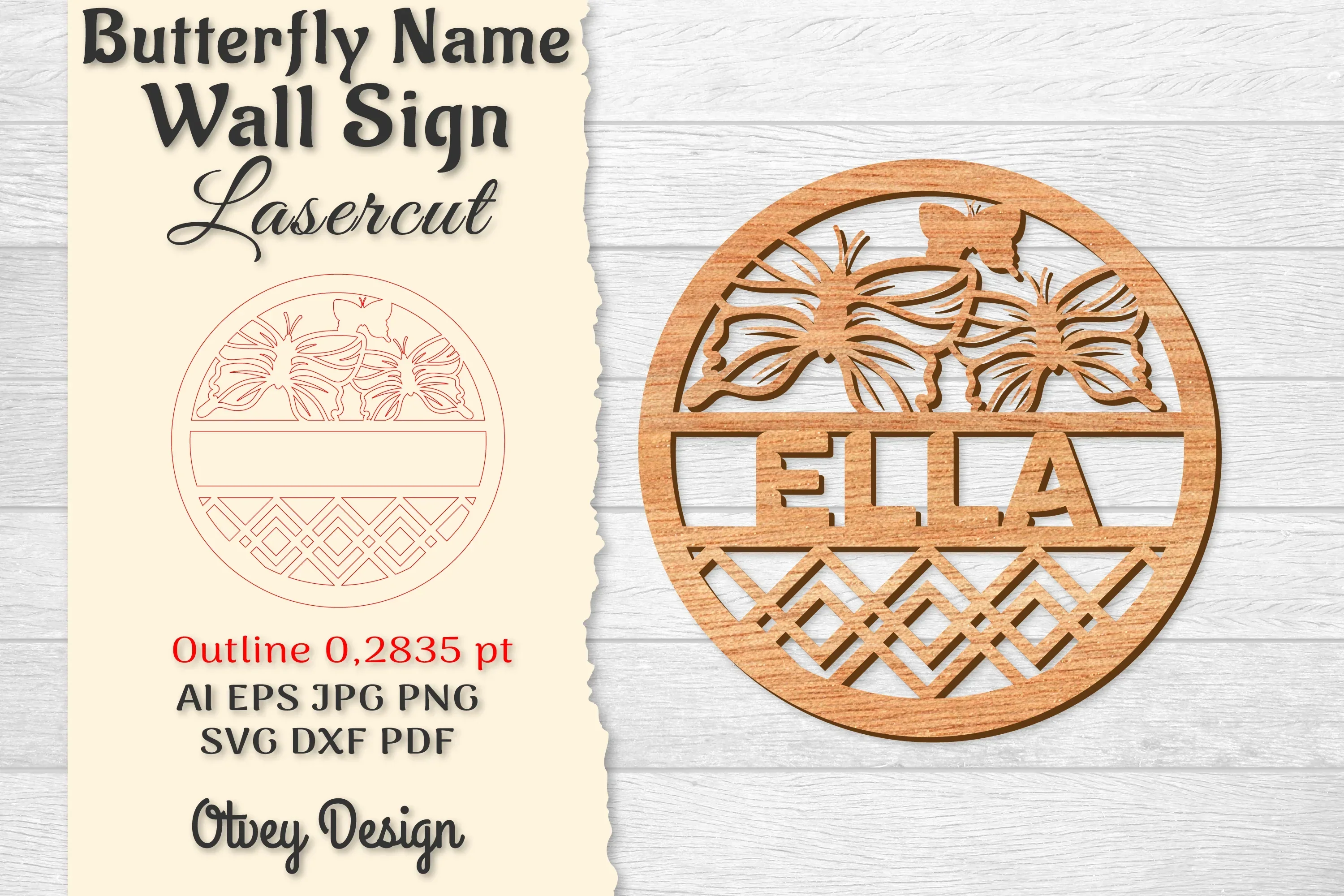 Butterfly Name Wall Art Sign SVG Bundle