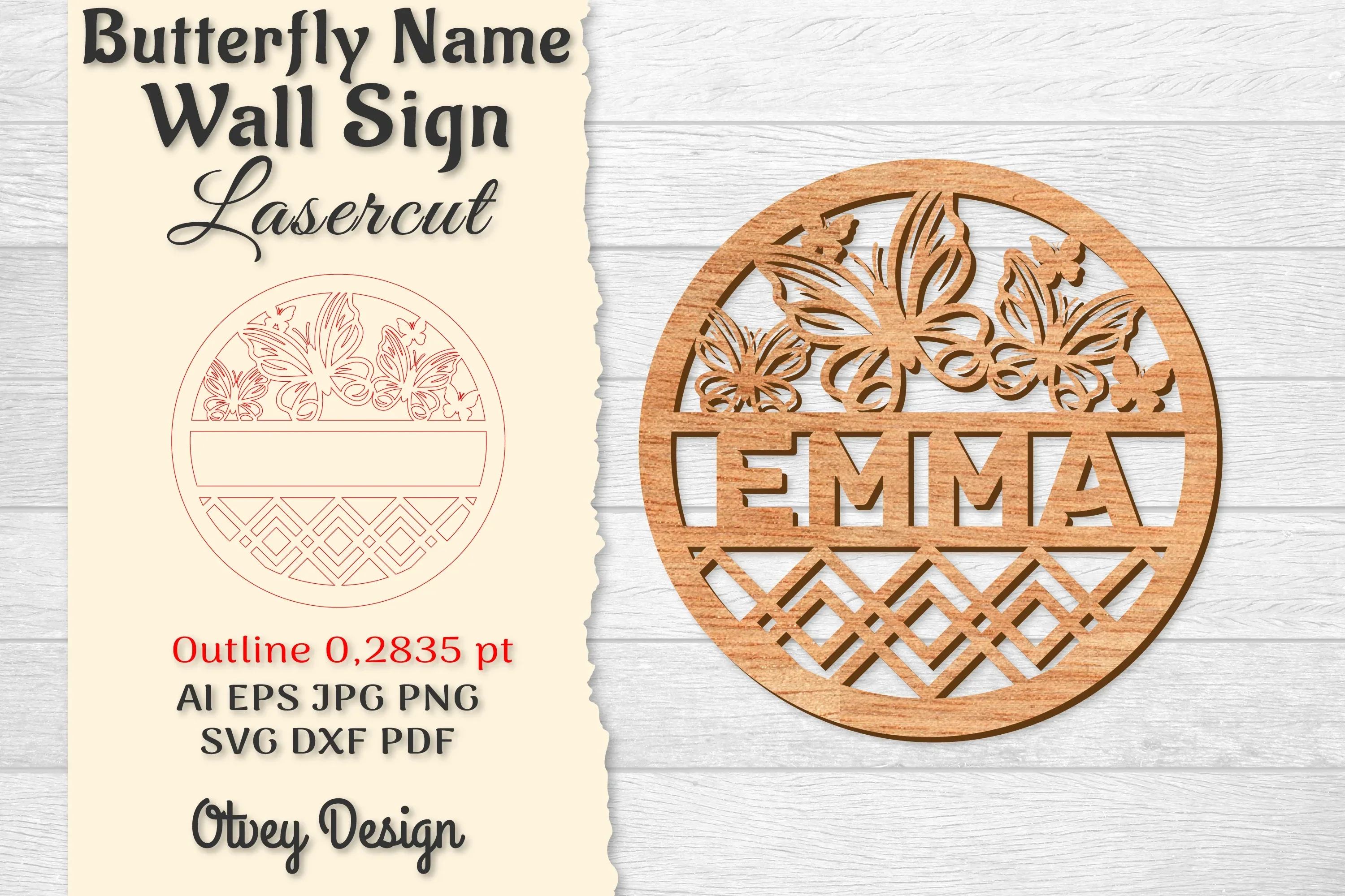 Butterfly Name Wall Art Sign SVG Bundle