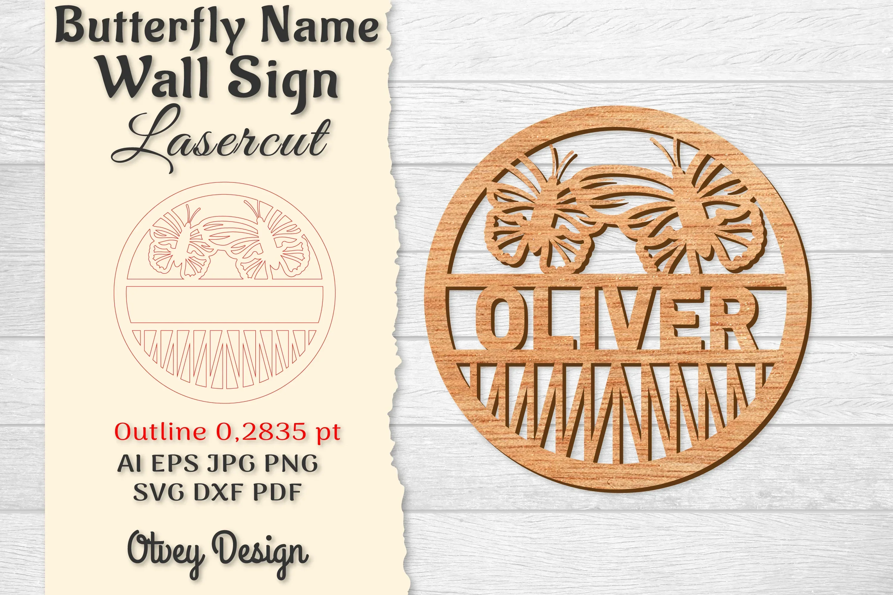 Butterfly Name Wall Art Sign SVG Bundle