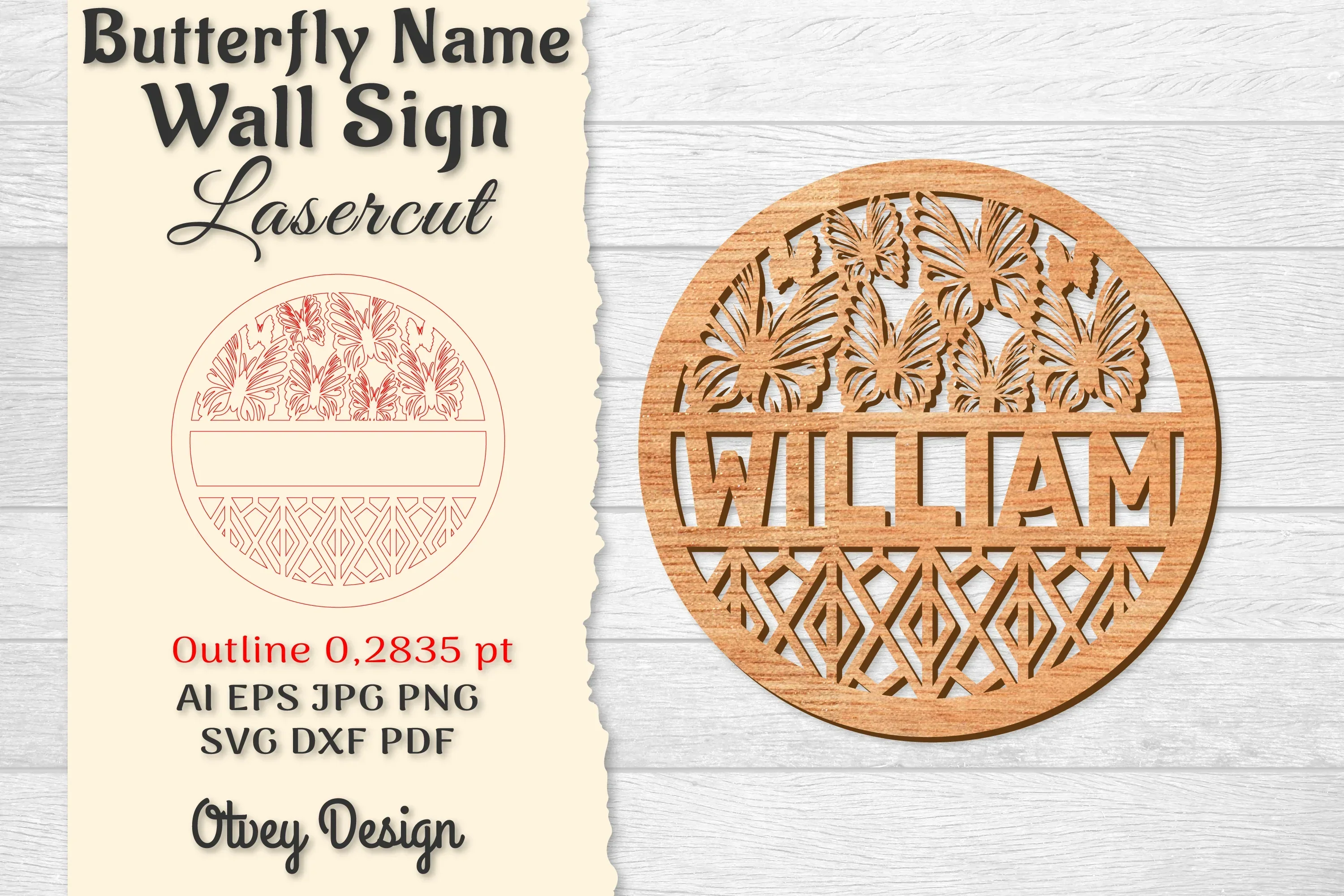 Butterfly Name Wall Art Sign SVG Bundle