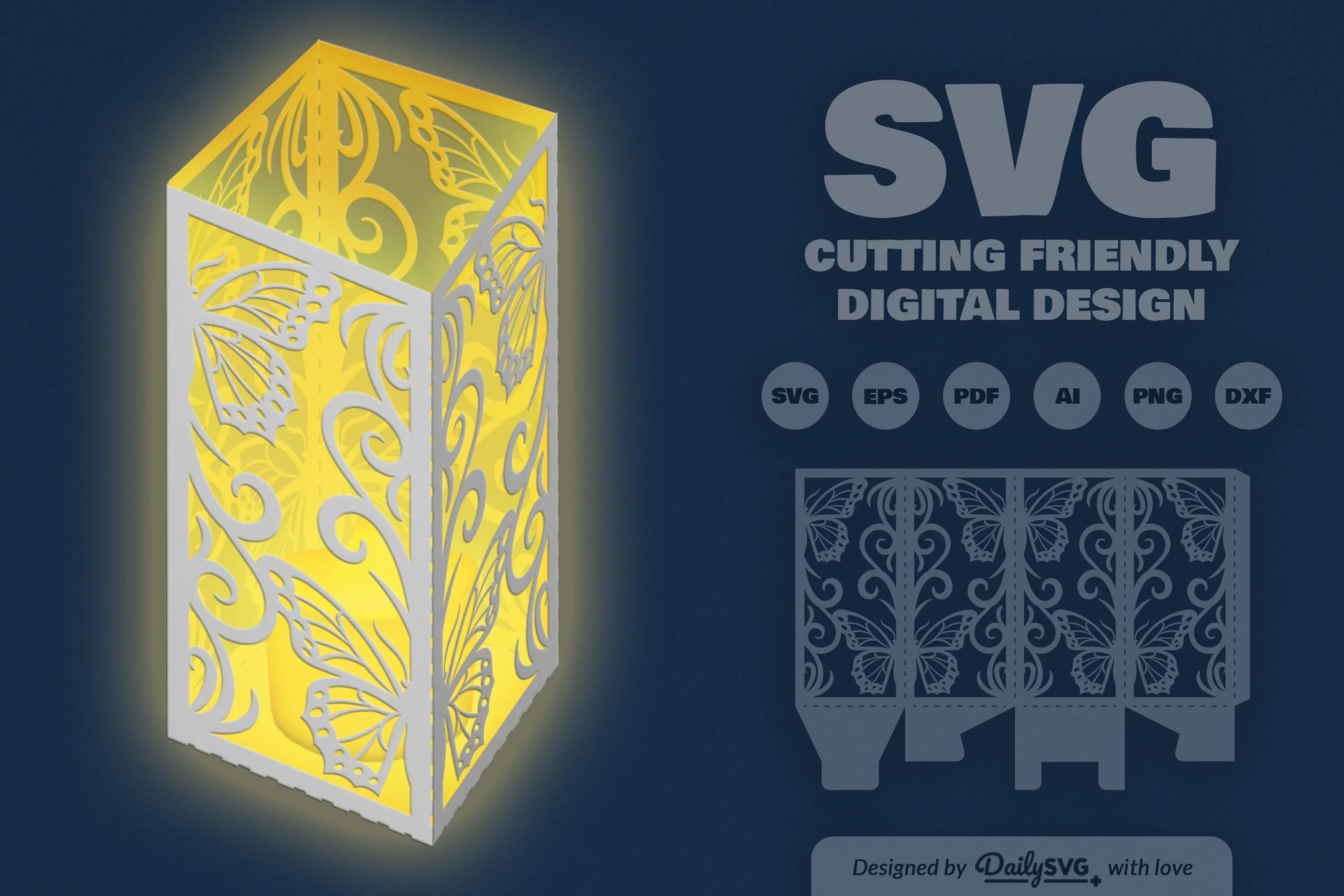 Butterfly Ornament Lantern Paper Cut Clipart - Image 7