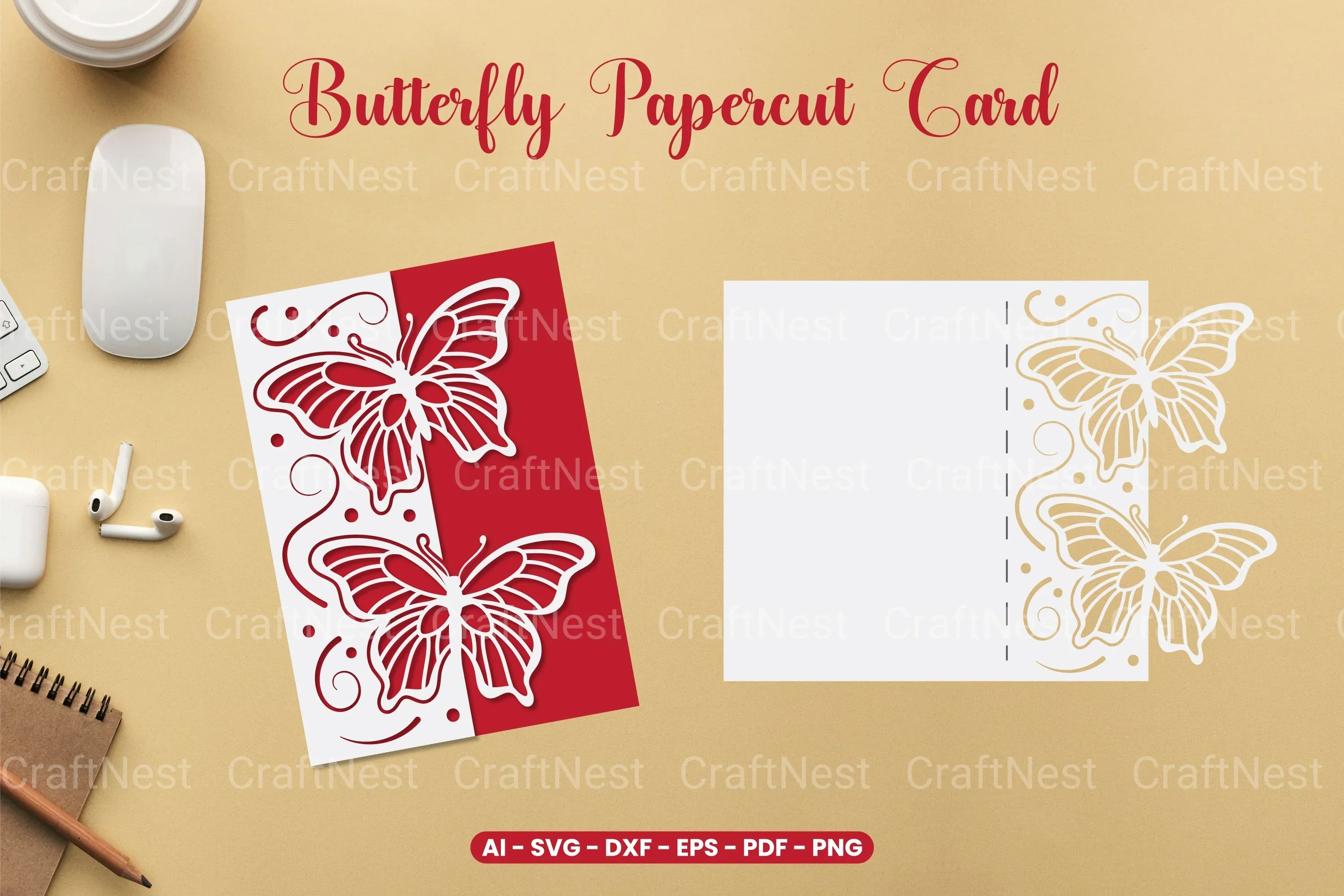 Butterfly Papercut Card SVG Bundle Clipart