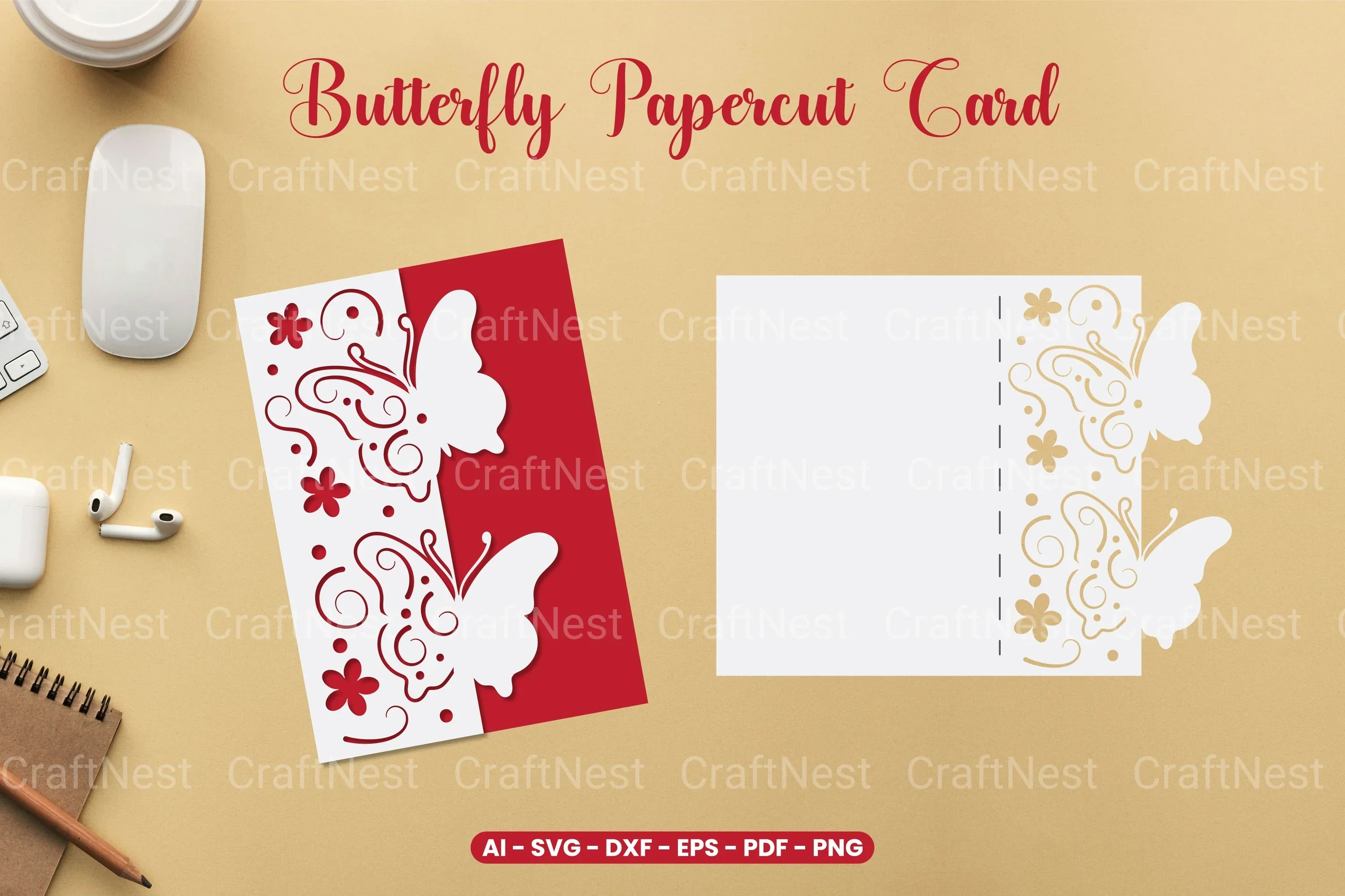 Butterfly Papercut Card SVG Bundle Clipart