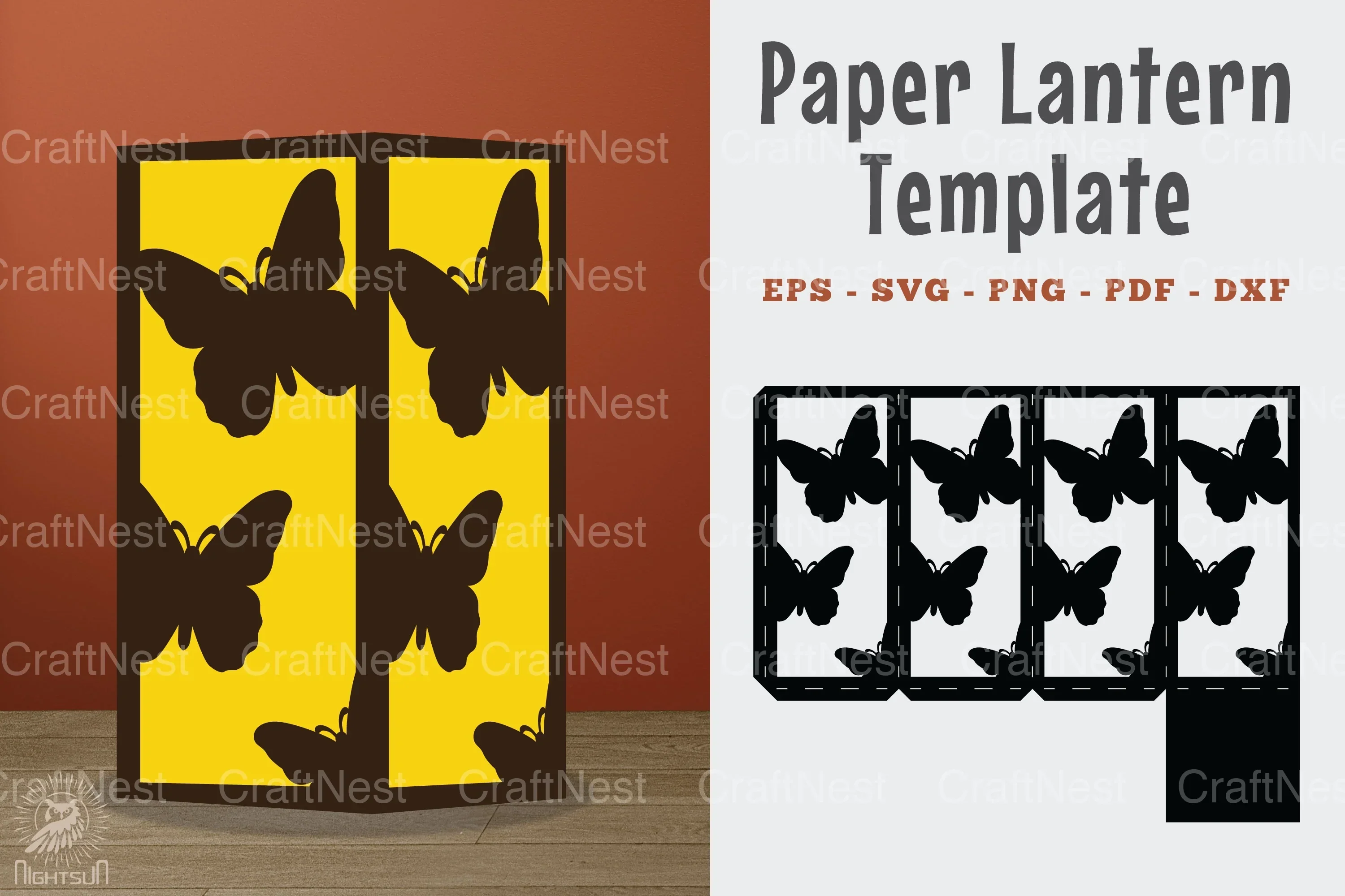 Butterfly Papercut Lantern Template SVG Bundle