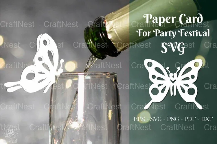 Butterfly Party Festival Cup Glass Decoration Clipart Bundle