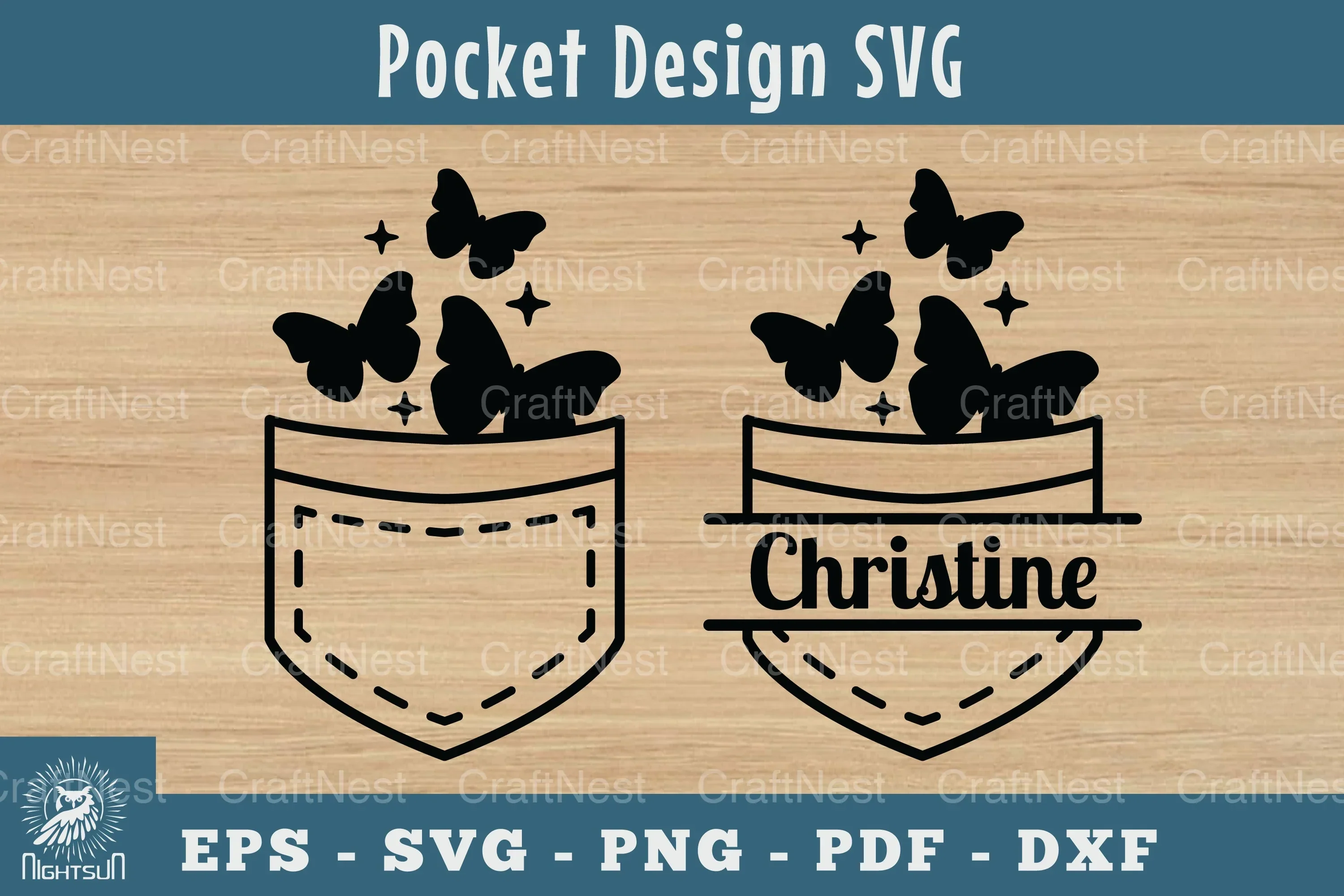 Butterfly Pocket Design Silhouette Clipart Bundle