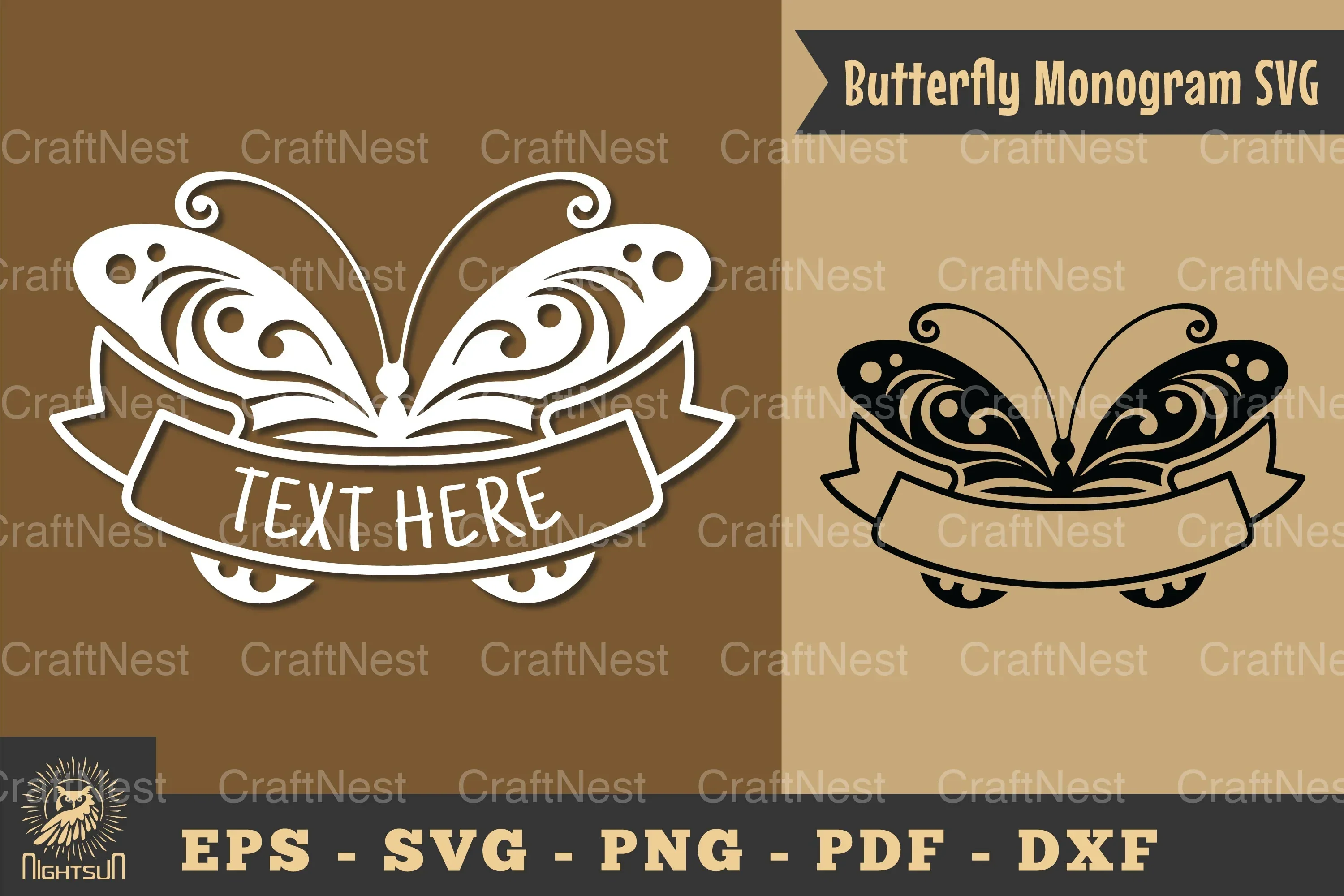 Butterfly Ribbon Monogram SVG Bundle