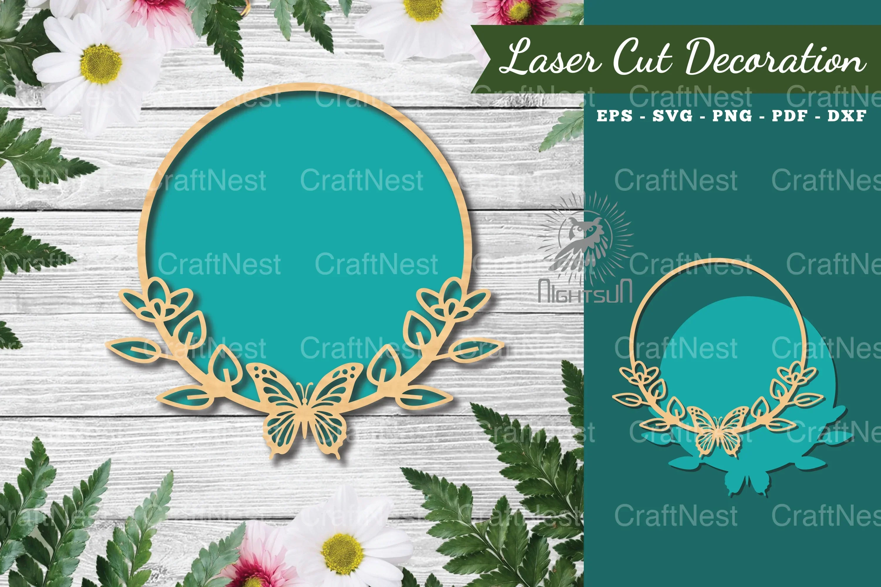 Butterfly Round Laser Cut Sign Clipart Bundle