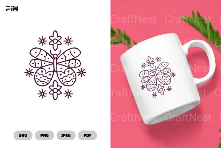 Butterfly Scandinavian Doodle Clipart Bundle