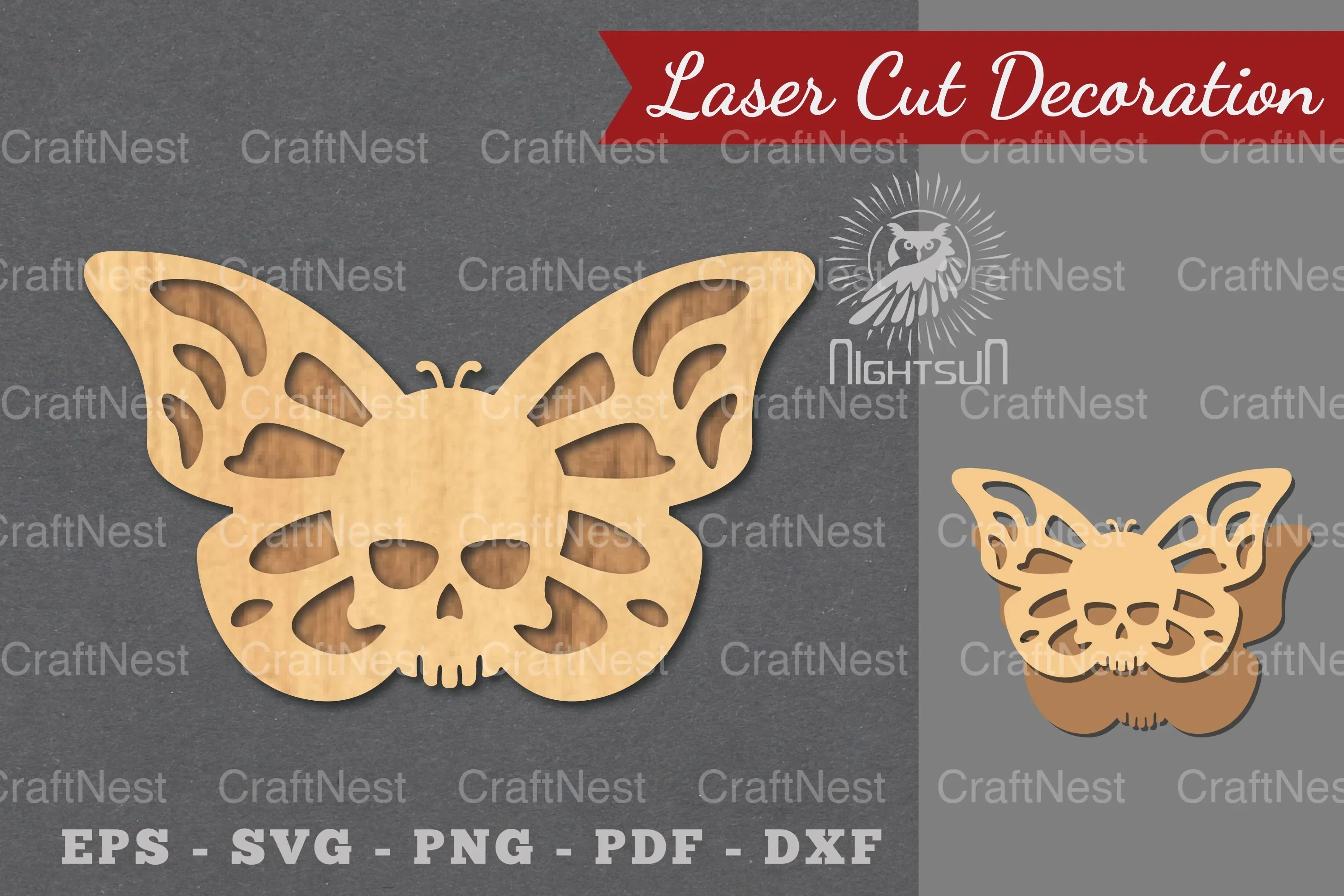 Butterfly Skull Laser Cut Decoration Clipart Bundle