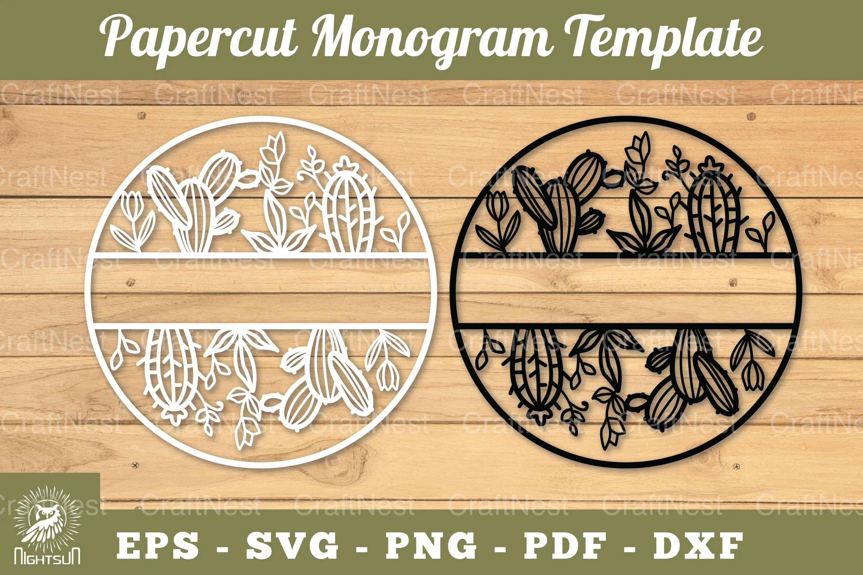 Cactus Papercut Monogram SVG Bundle