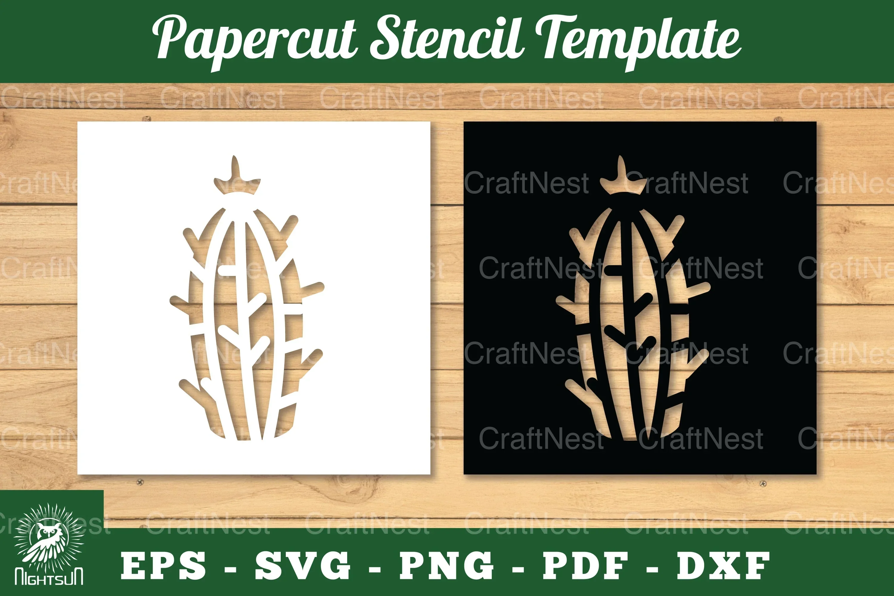 Cactus Papercut Stencil Clipart Bundle