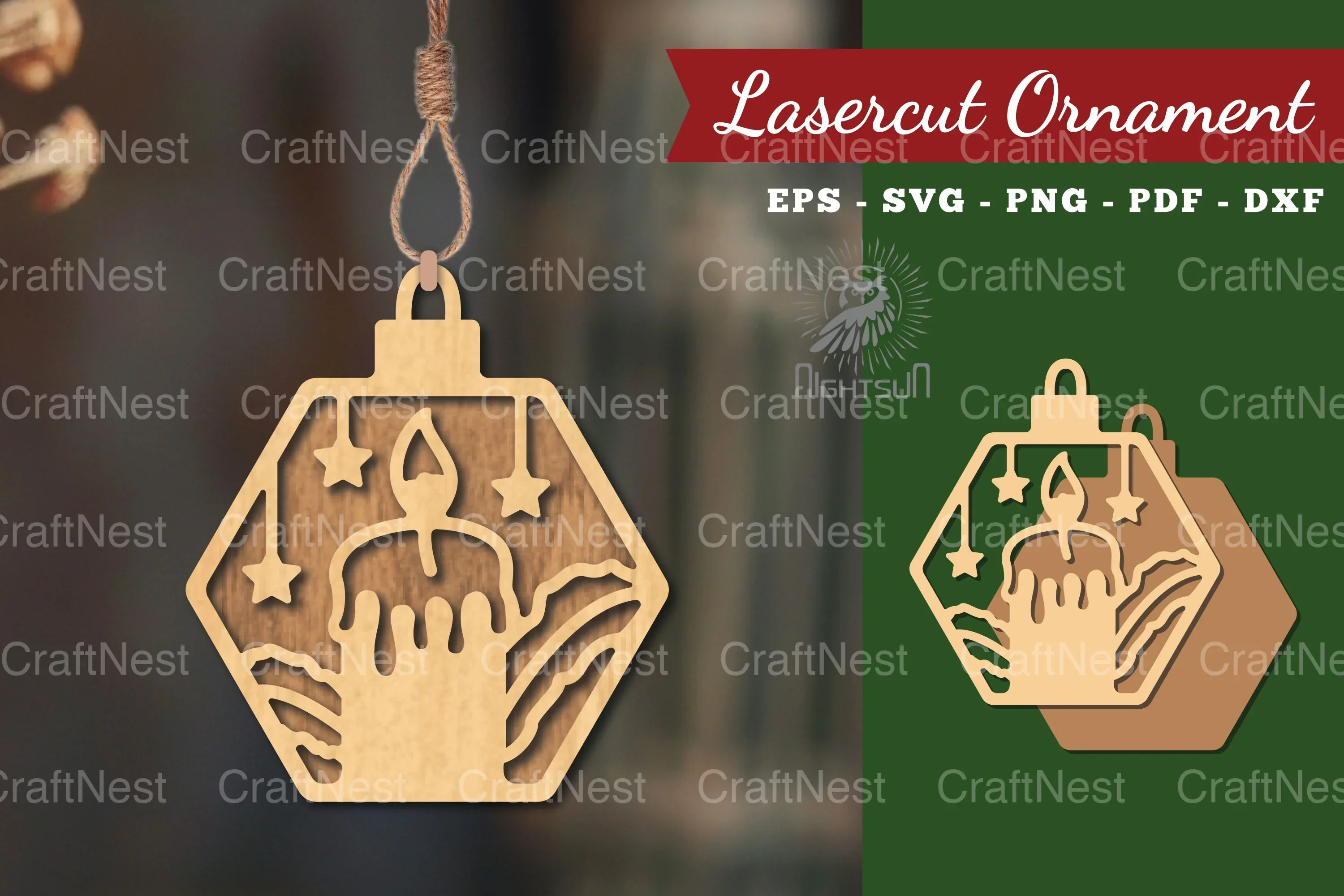 Candle Laser Cut Ornament Clipart Bundle