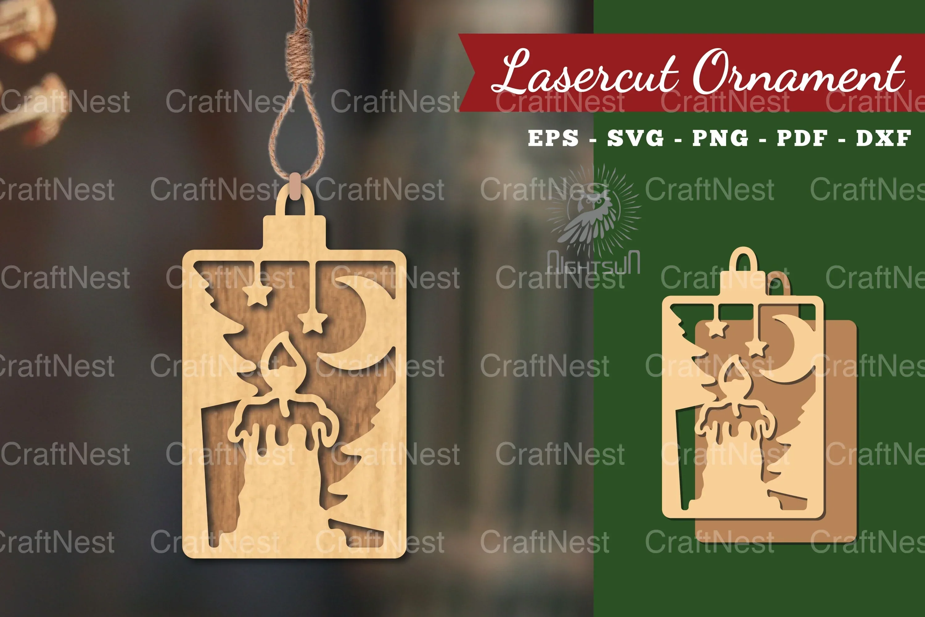 Candle Laser Cut Ornament Clipart Bundle