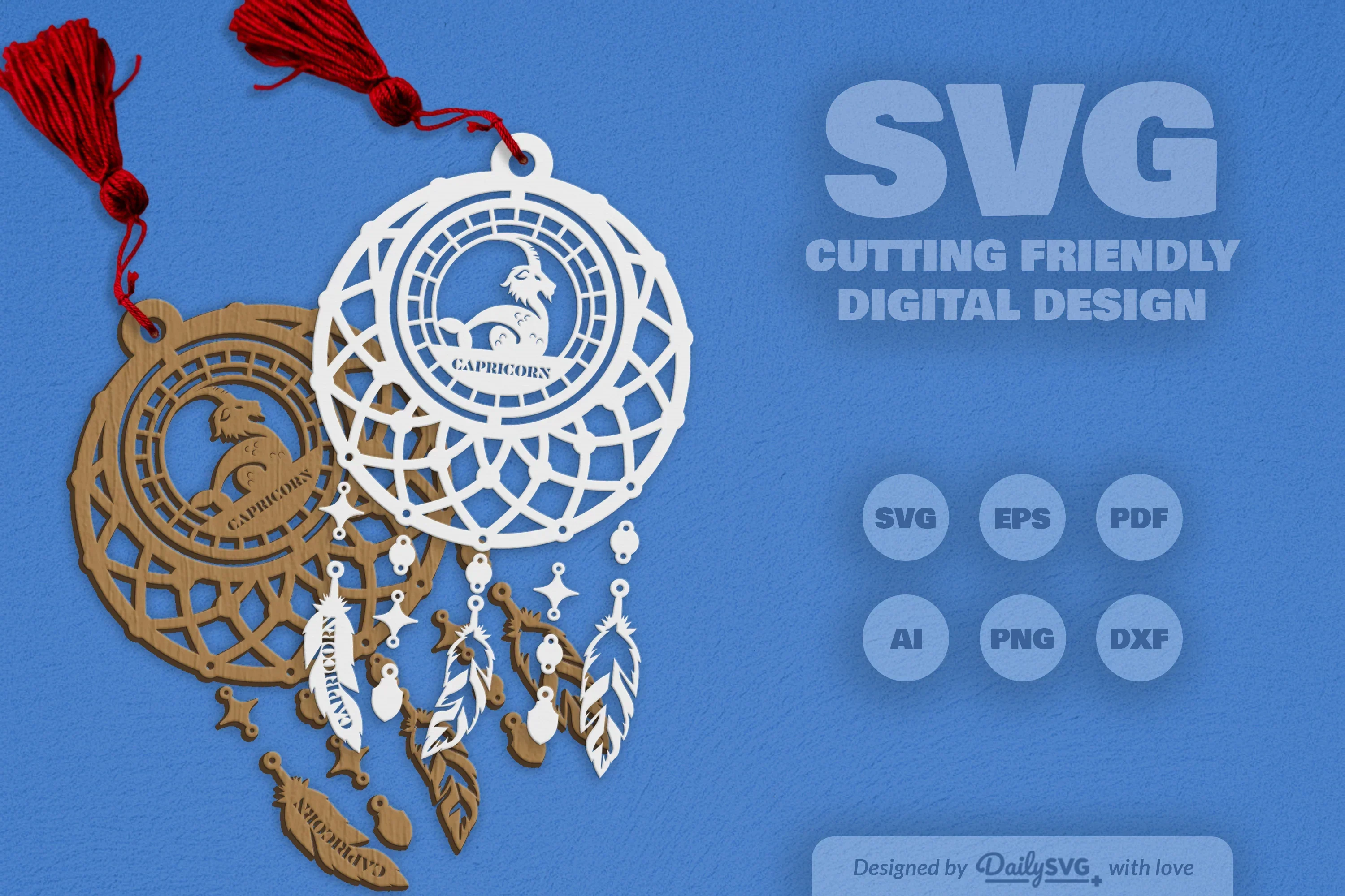 Capricorn Dream Catcher Laser Cut Clipart Set - Image 6
