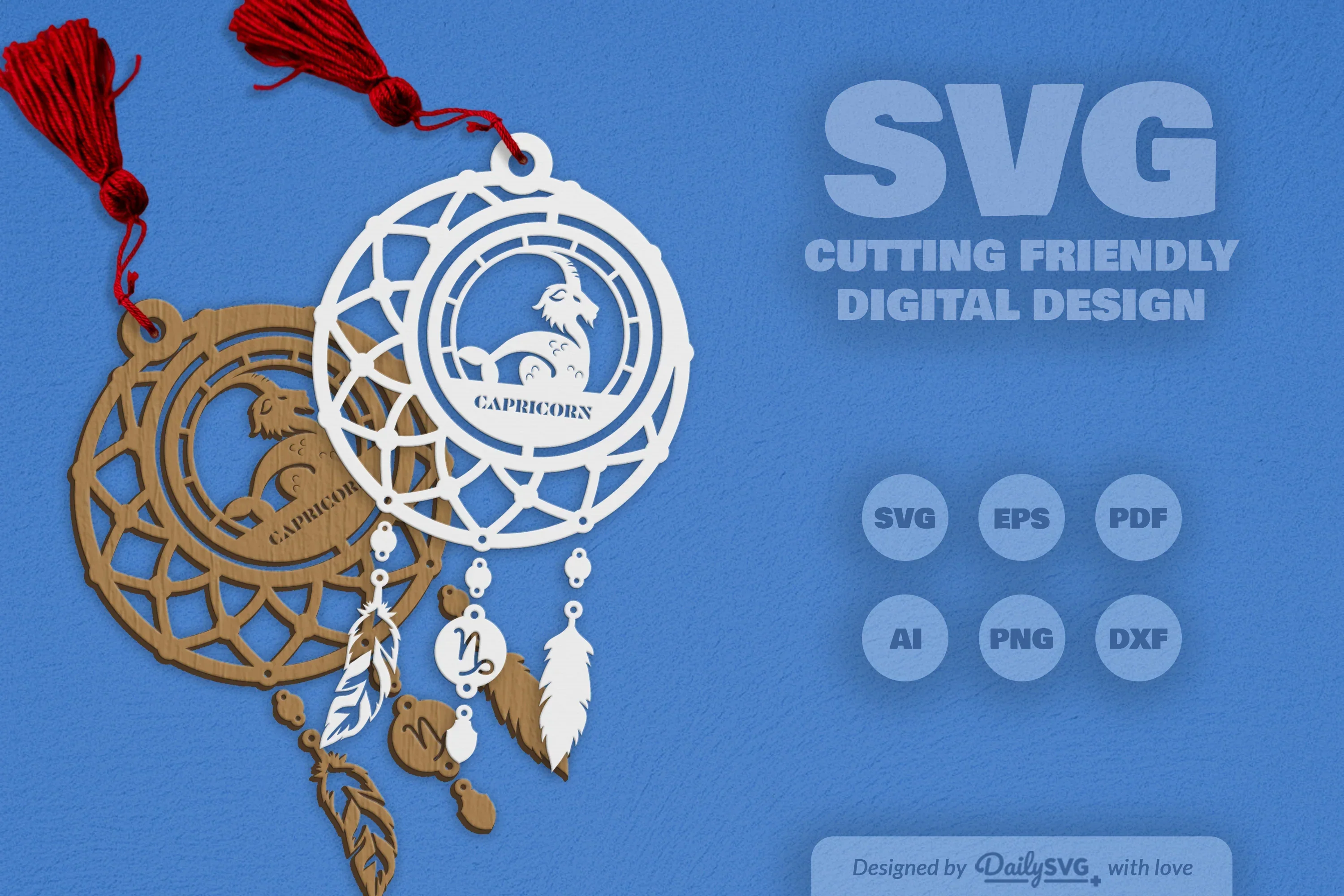 Capricorn Dream Catcher Laser Cut Clipart Set - Image 7