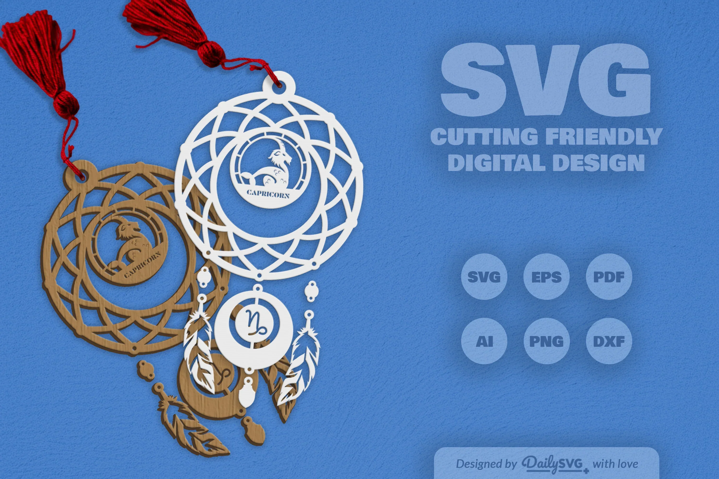 Capricorn Dream Catcher Laser Cut Clipart Set - Image 9